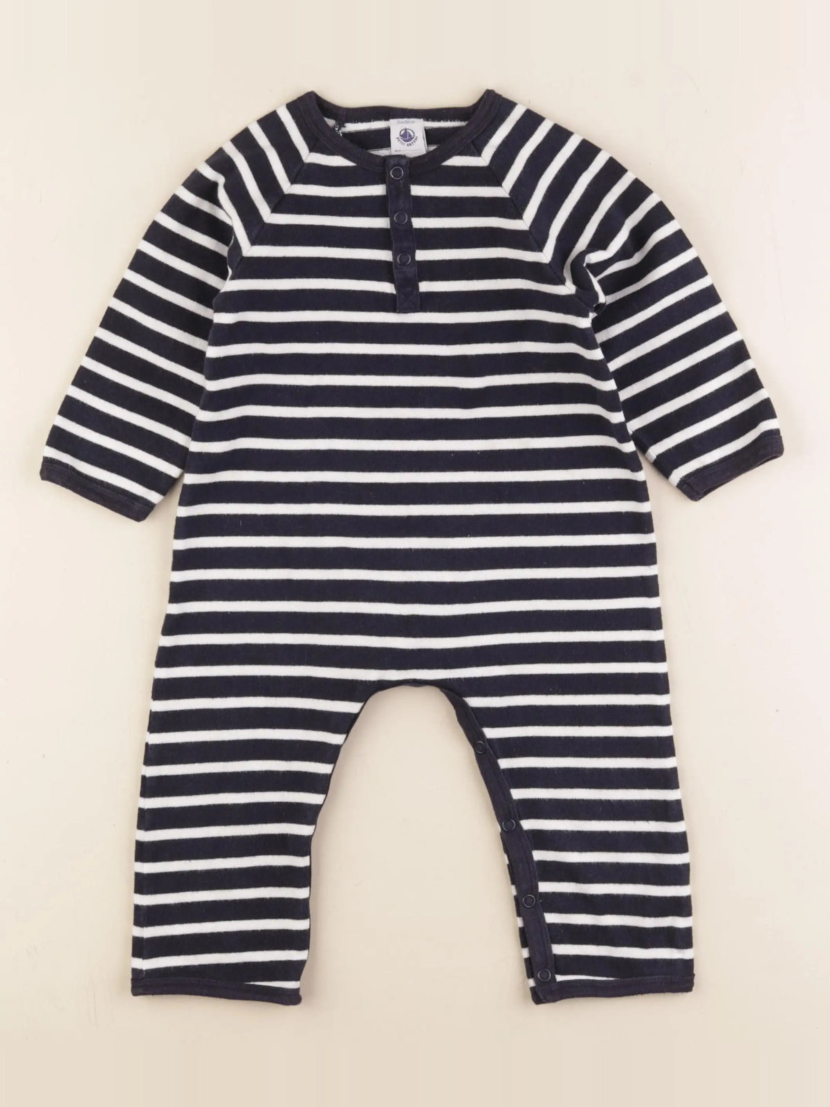 Petit Bateau - combinaison blanc, bleu - 24 mois