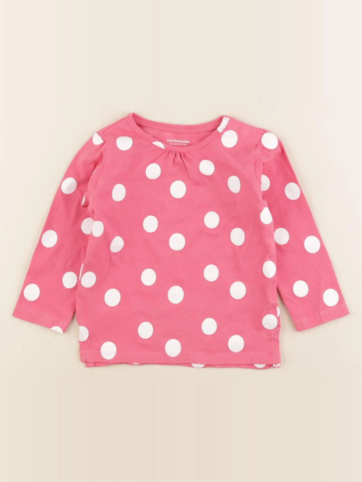 Vertbaudet - tee-shirt rose, blanc - 18 mois