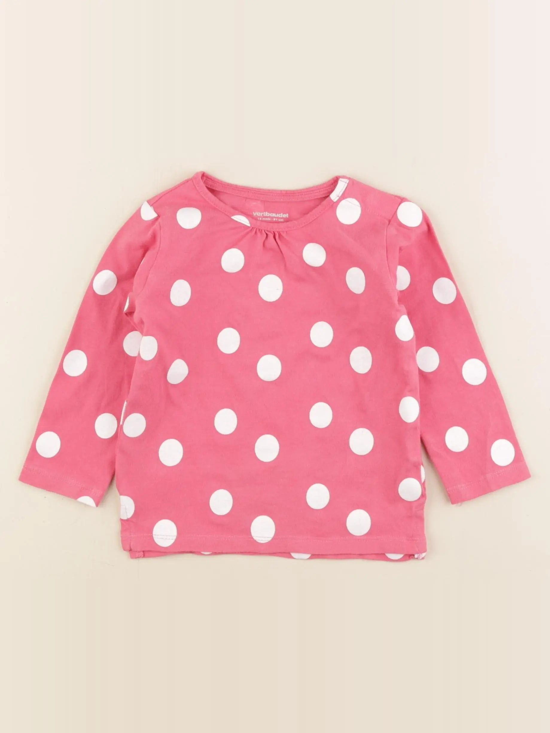 Vertbaudet - tee-shirt rose, blanc - 18 mois