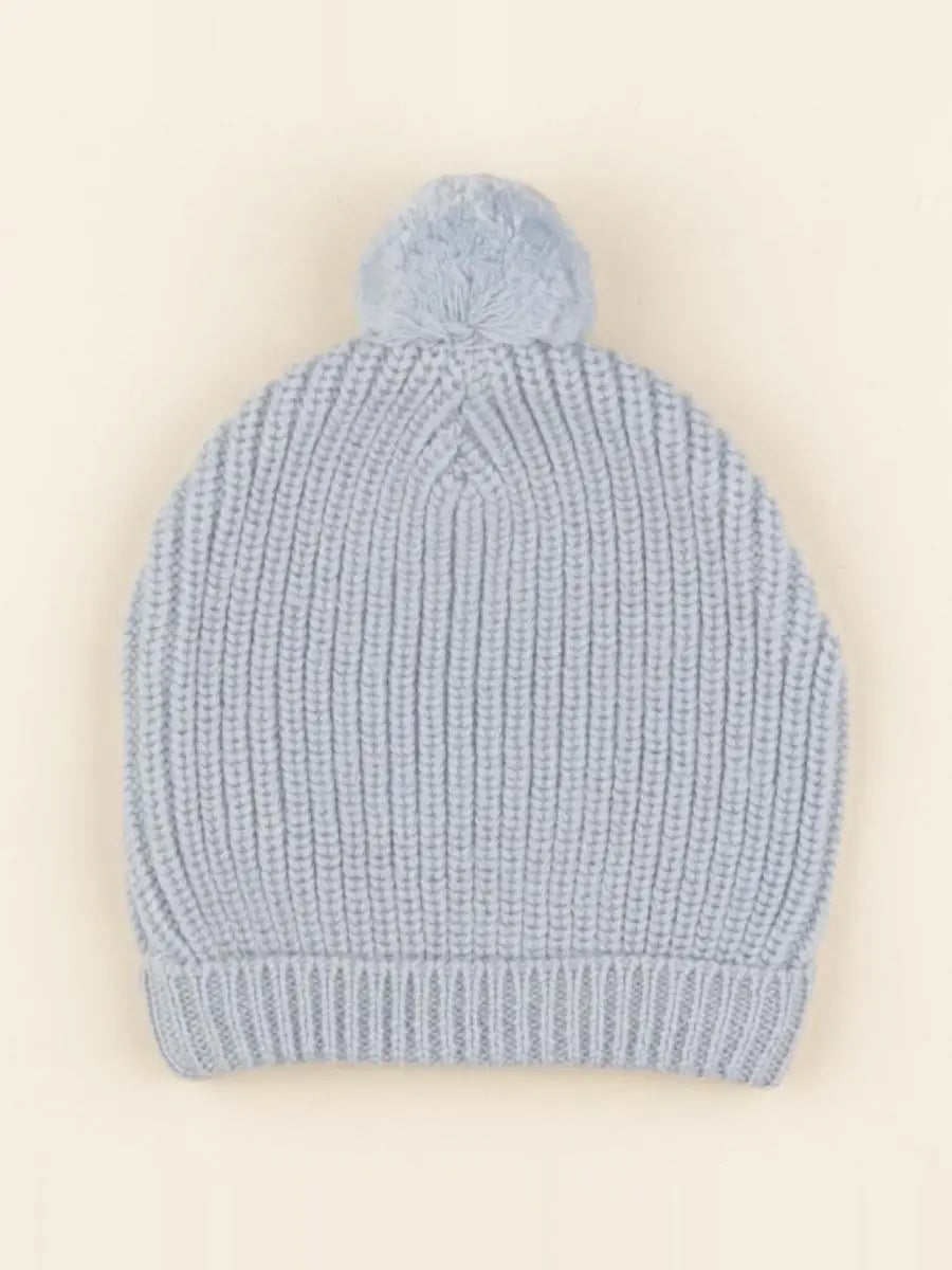 Bonnet Basile tricot bleu chiné