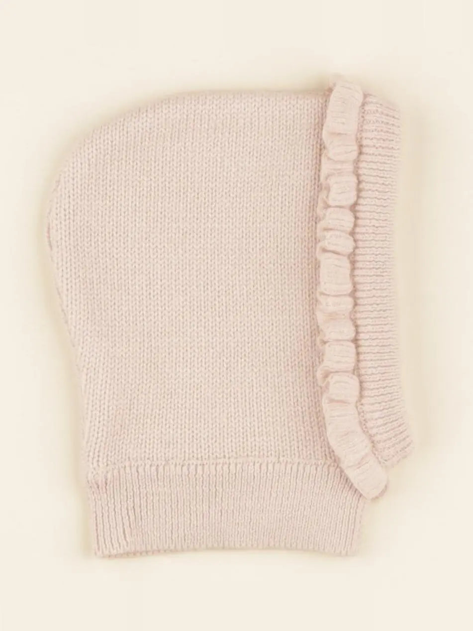 Cagoule Ambre tricot rose poudré