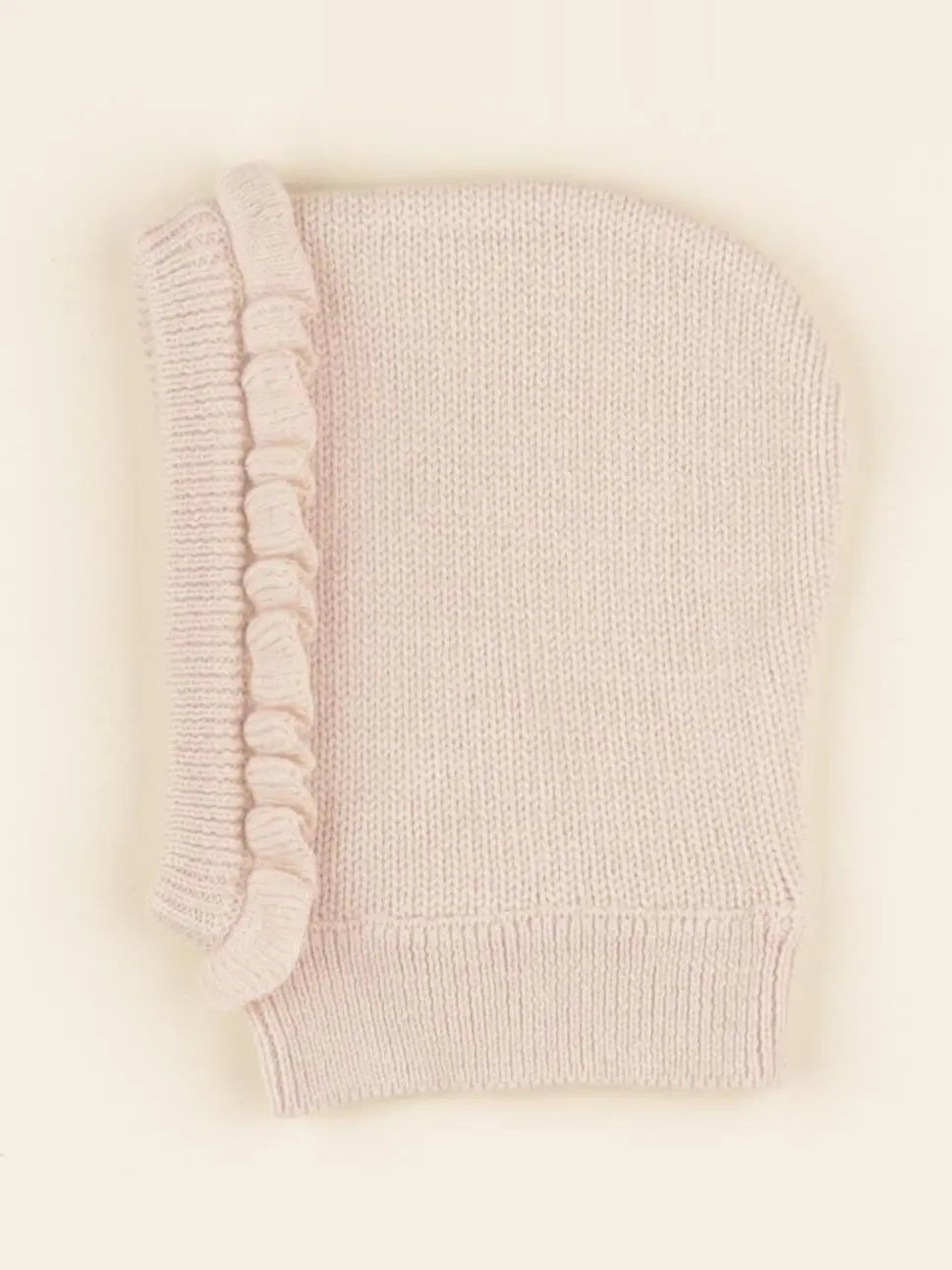 Cagoule Ambre tricot rose poudré