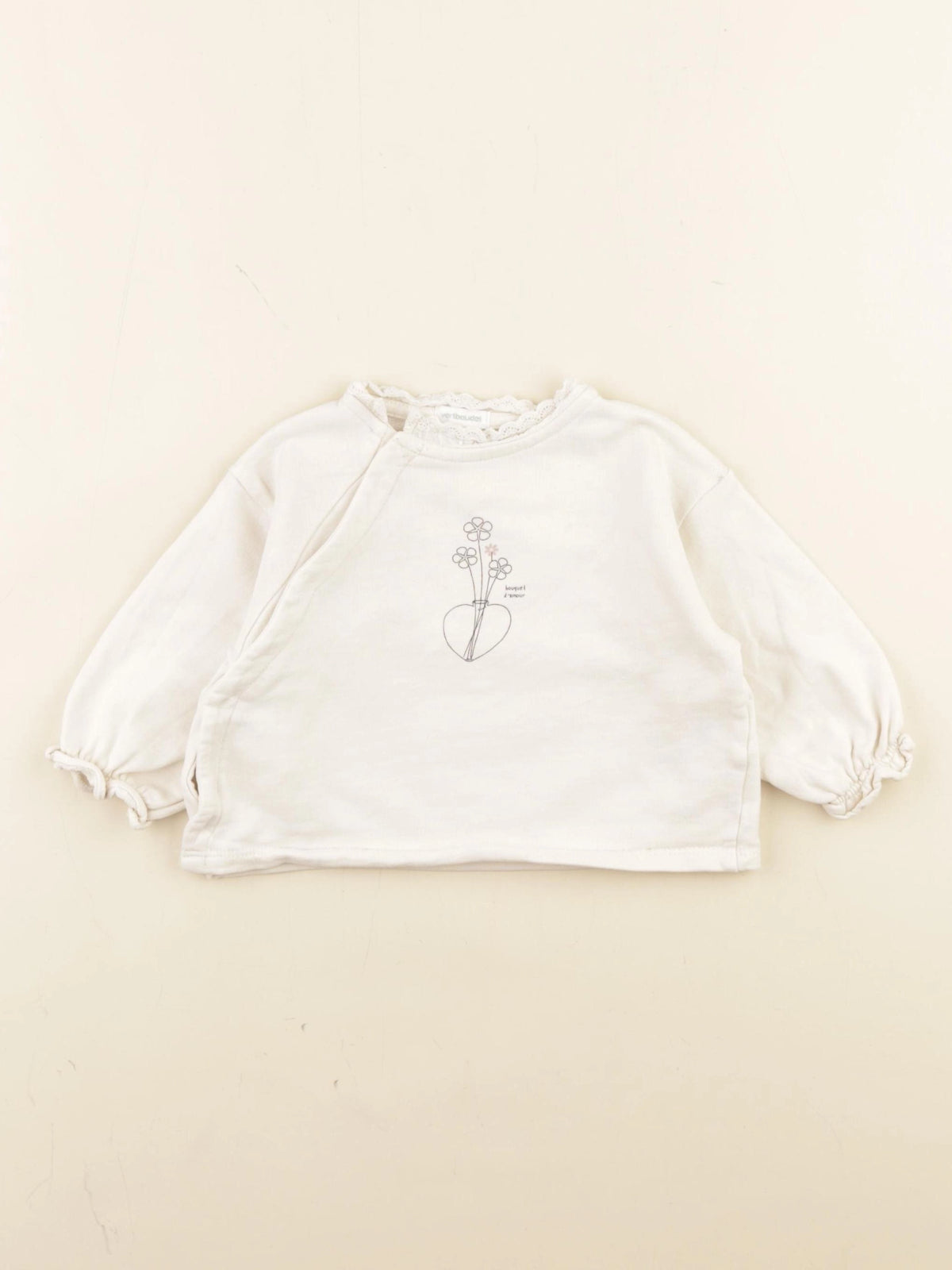 Vertbaudet - sweat beige - 6 mois