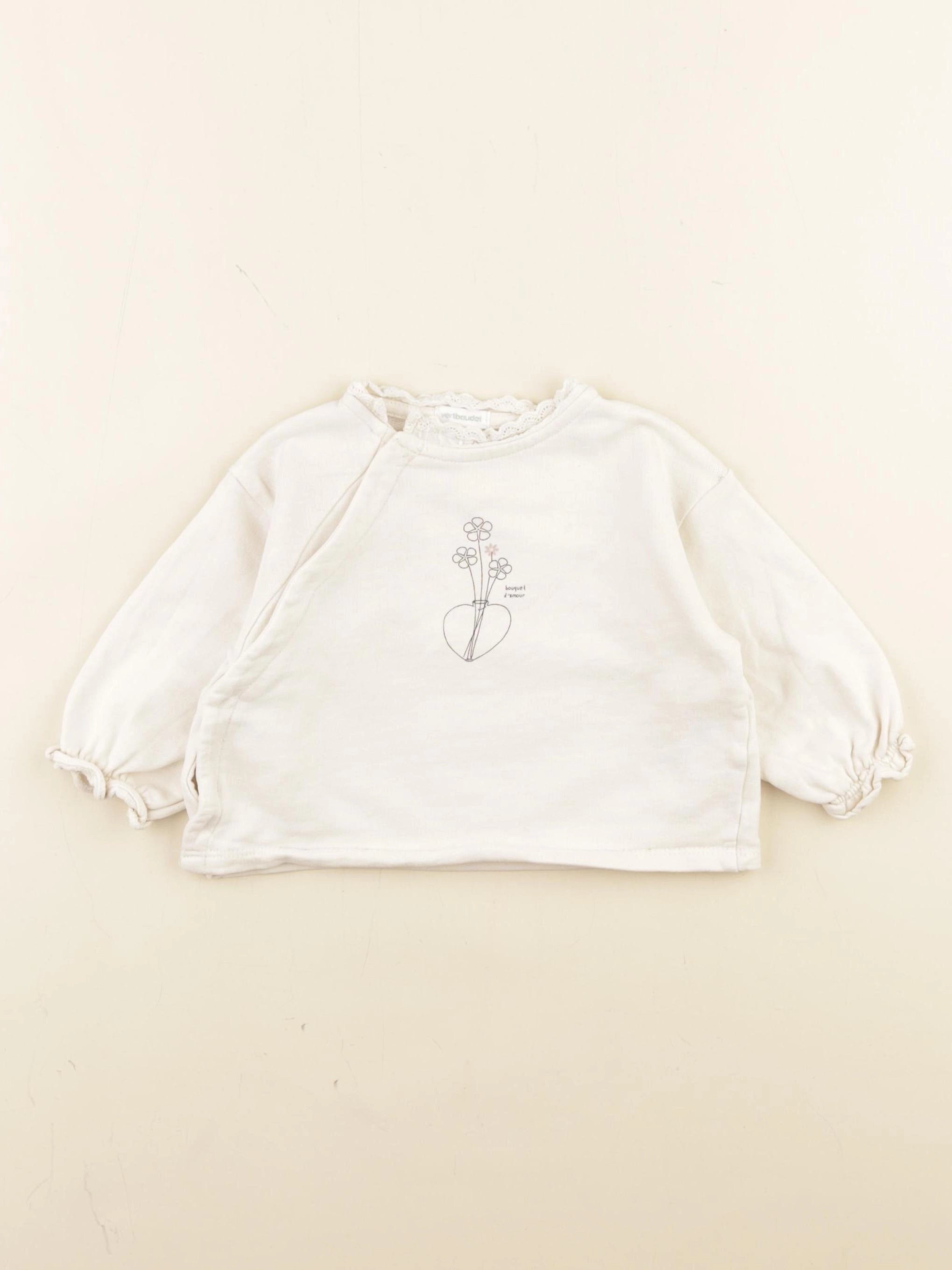 Vertbaudet - sweat beige - 6 mois
