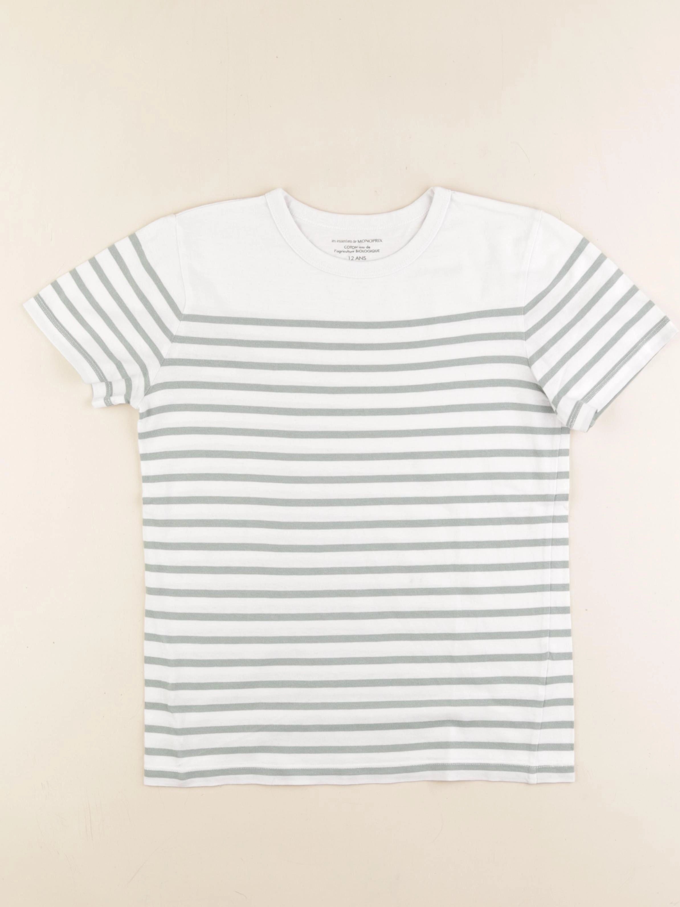 Monoprix - tee-shirt blanc, vert - 12 ans