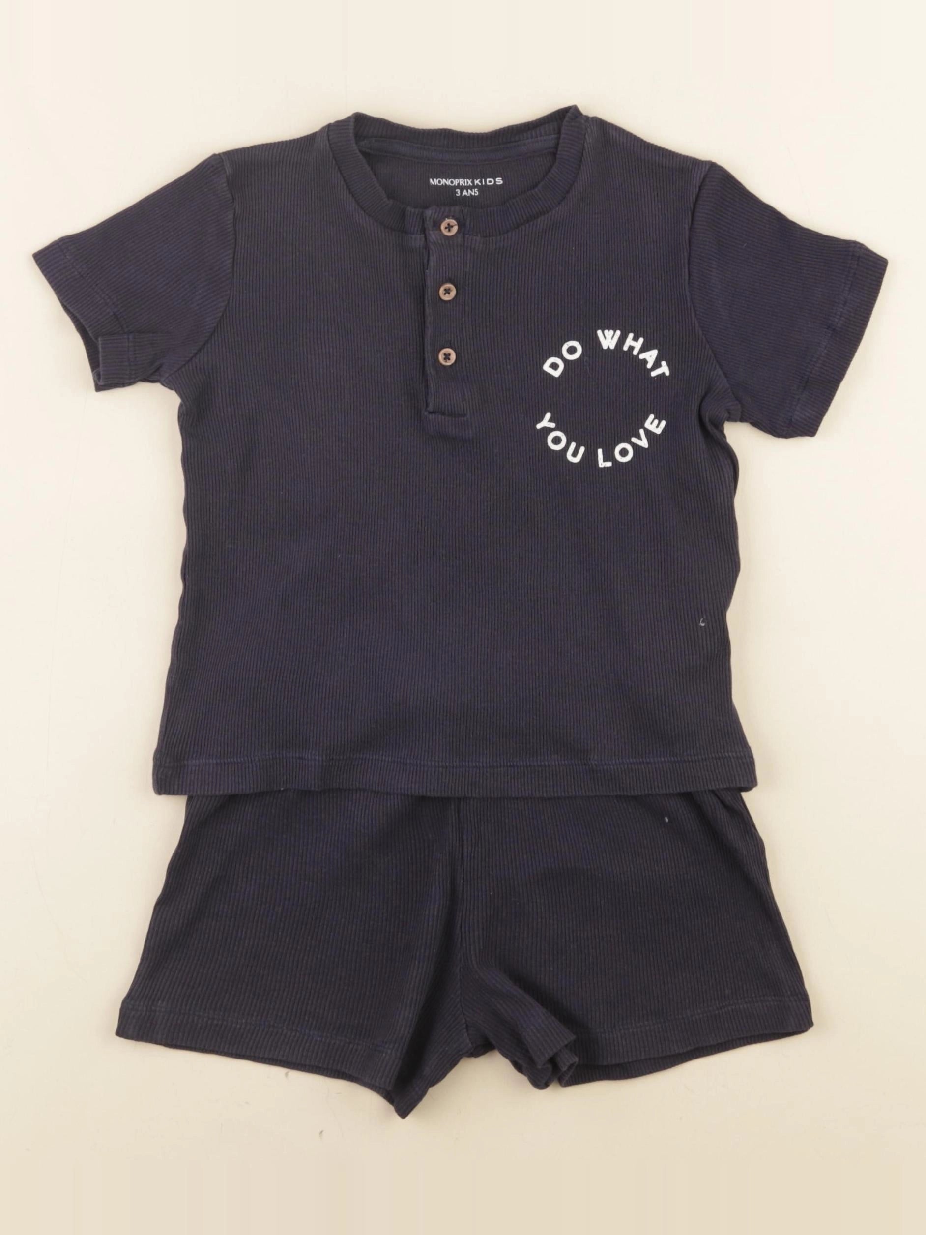 Monoprix - pyjama coton bleu - 3 ans