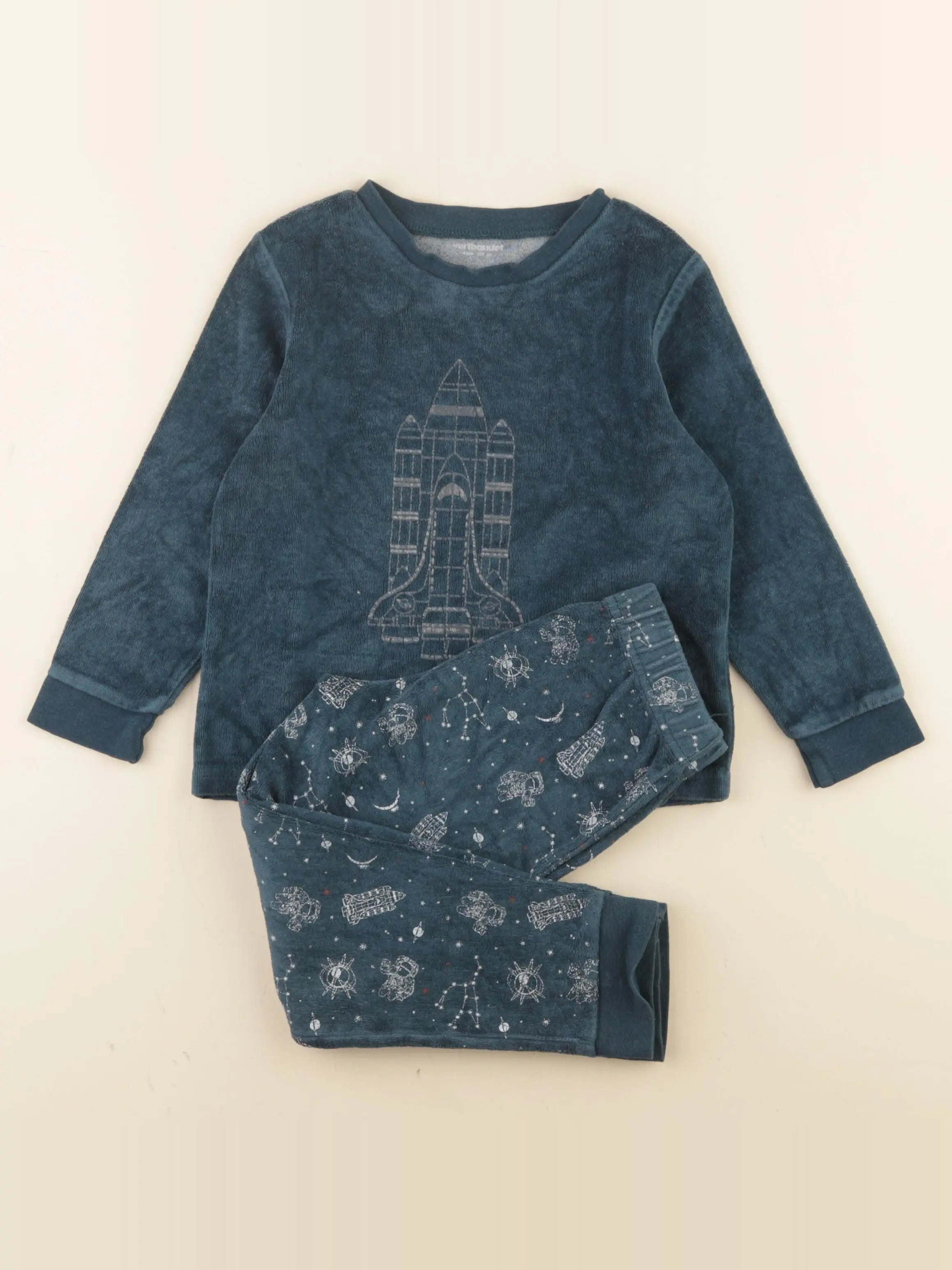 Vertbaudet - pyjama velours bleu - 4 ans