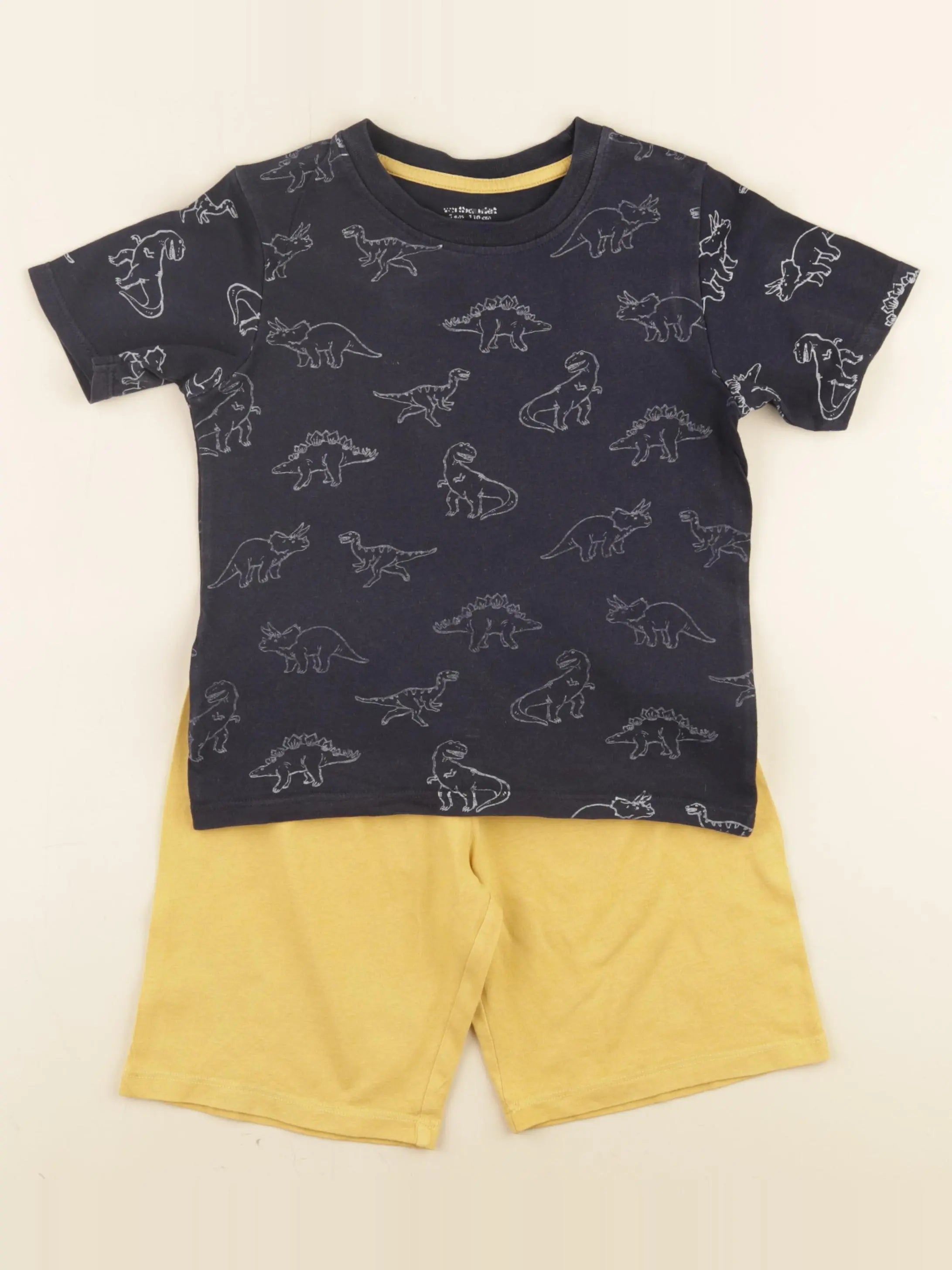 Vertbaudet - pyjama coton jaune, bleu - 5 ans