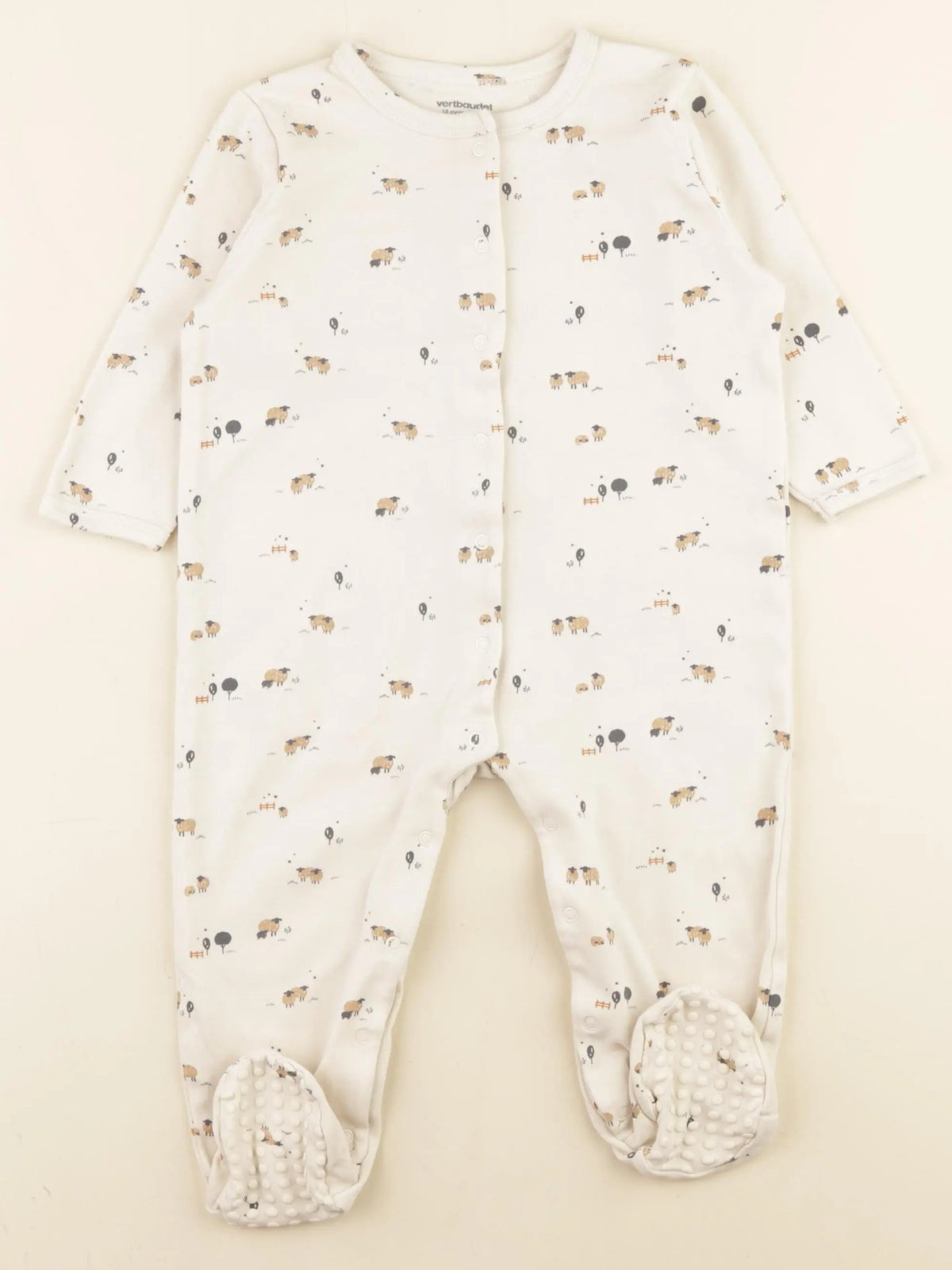 Vertbaudet - pyjama coton beige - 18 mois