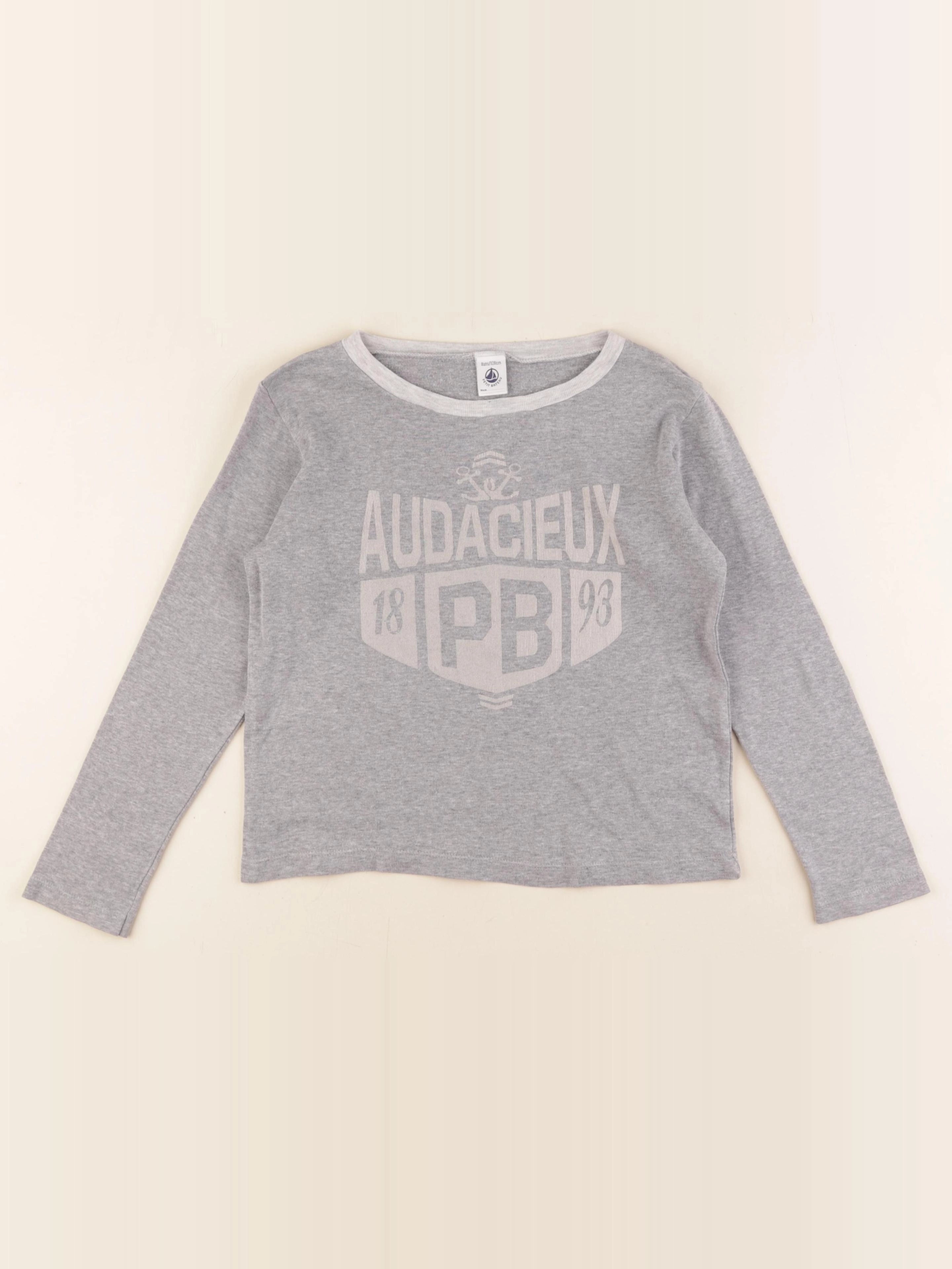 Petit Bateau - tee-shirt gris - 8 ans