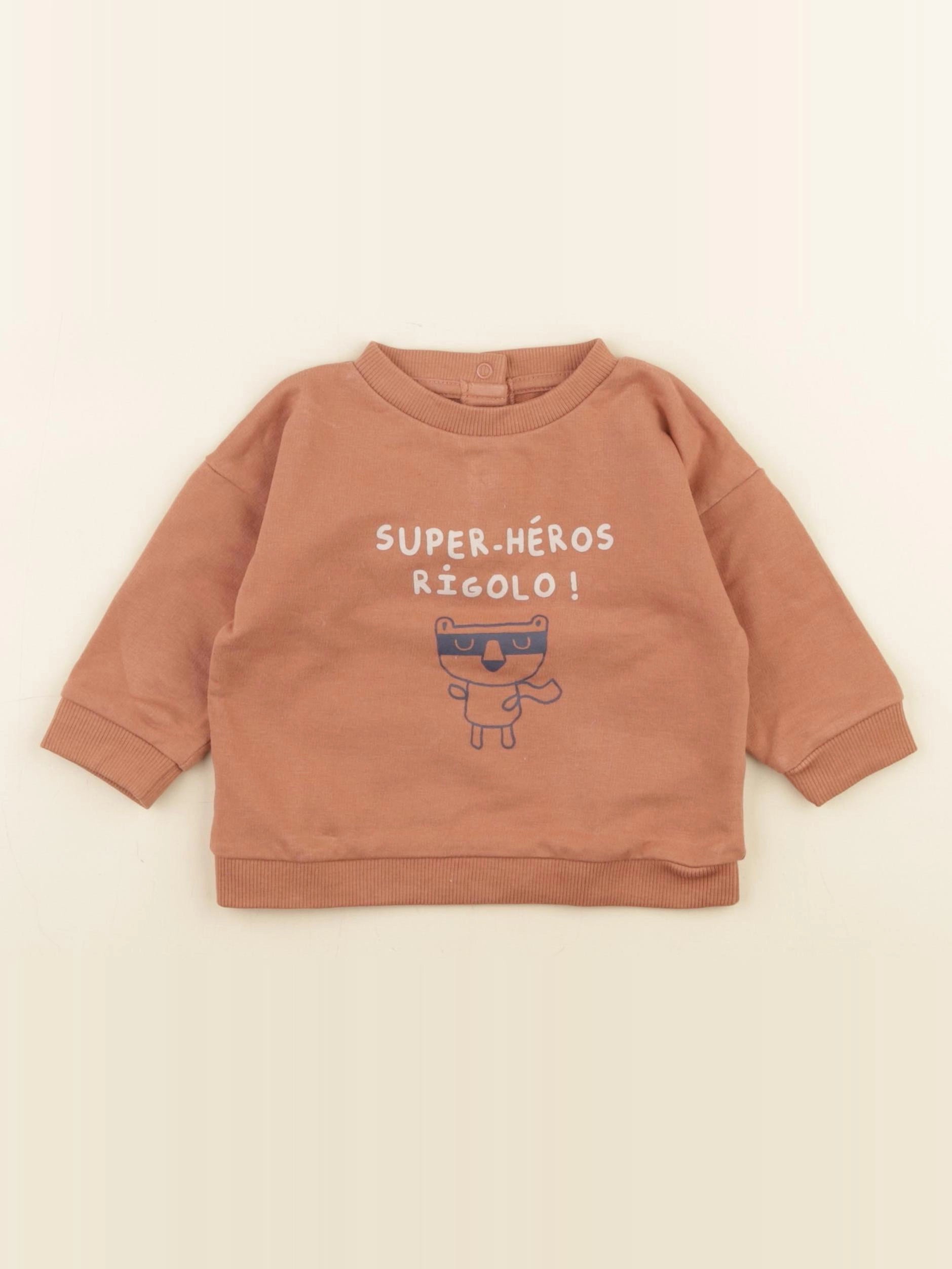 Vertbaudet - sweat orange - 6 mois