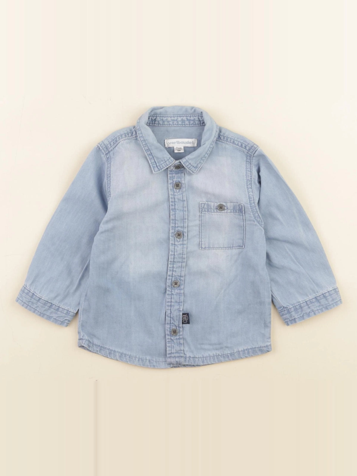 Vertbaudet - chemise bleu - 9 mois