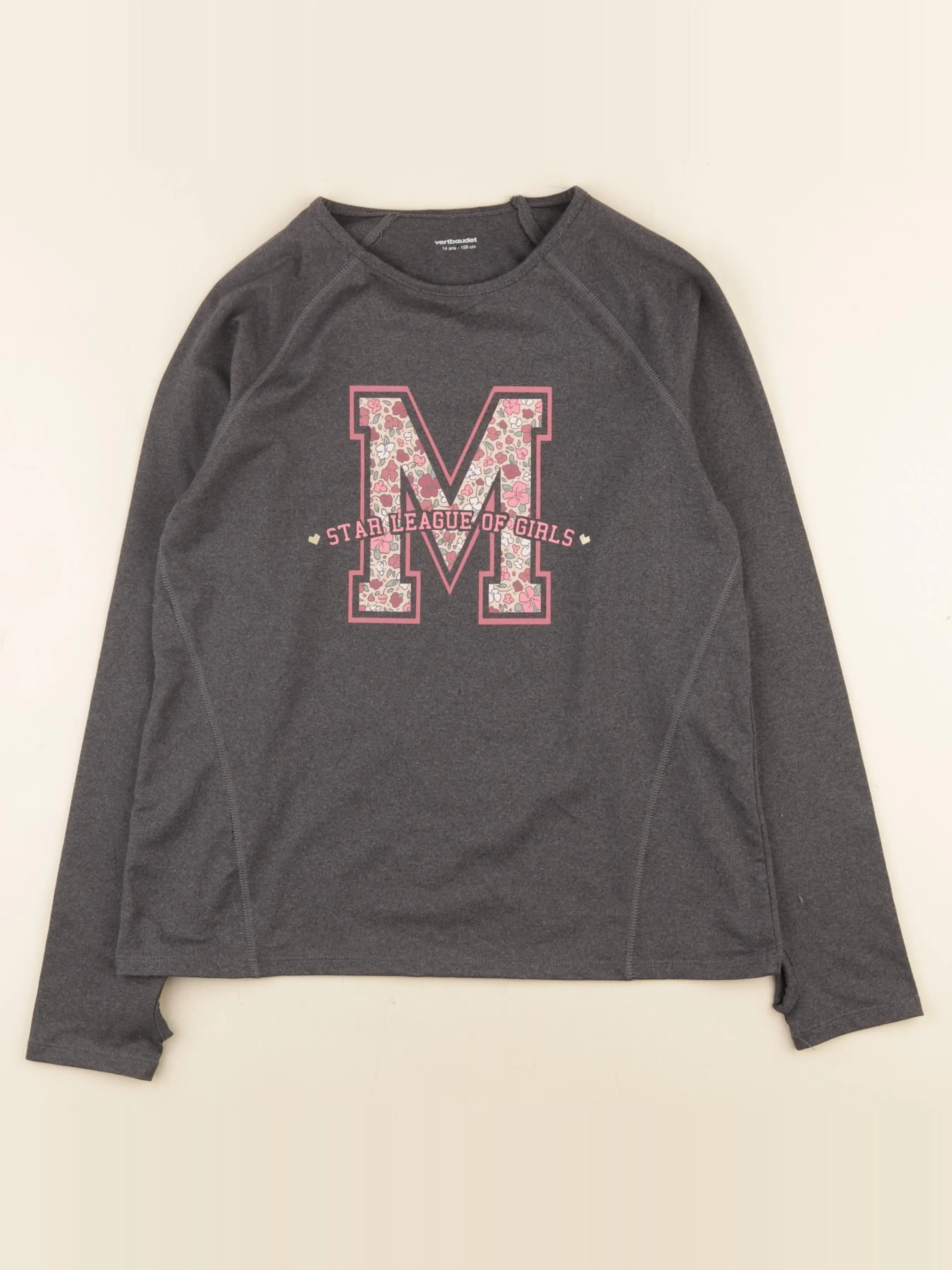 Vertbaudet - tee-shirt de sport gris - 14 ans