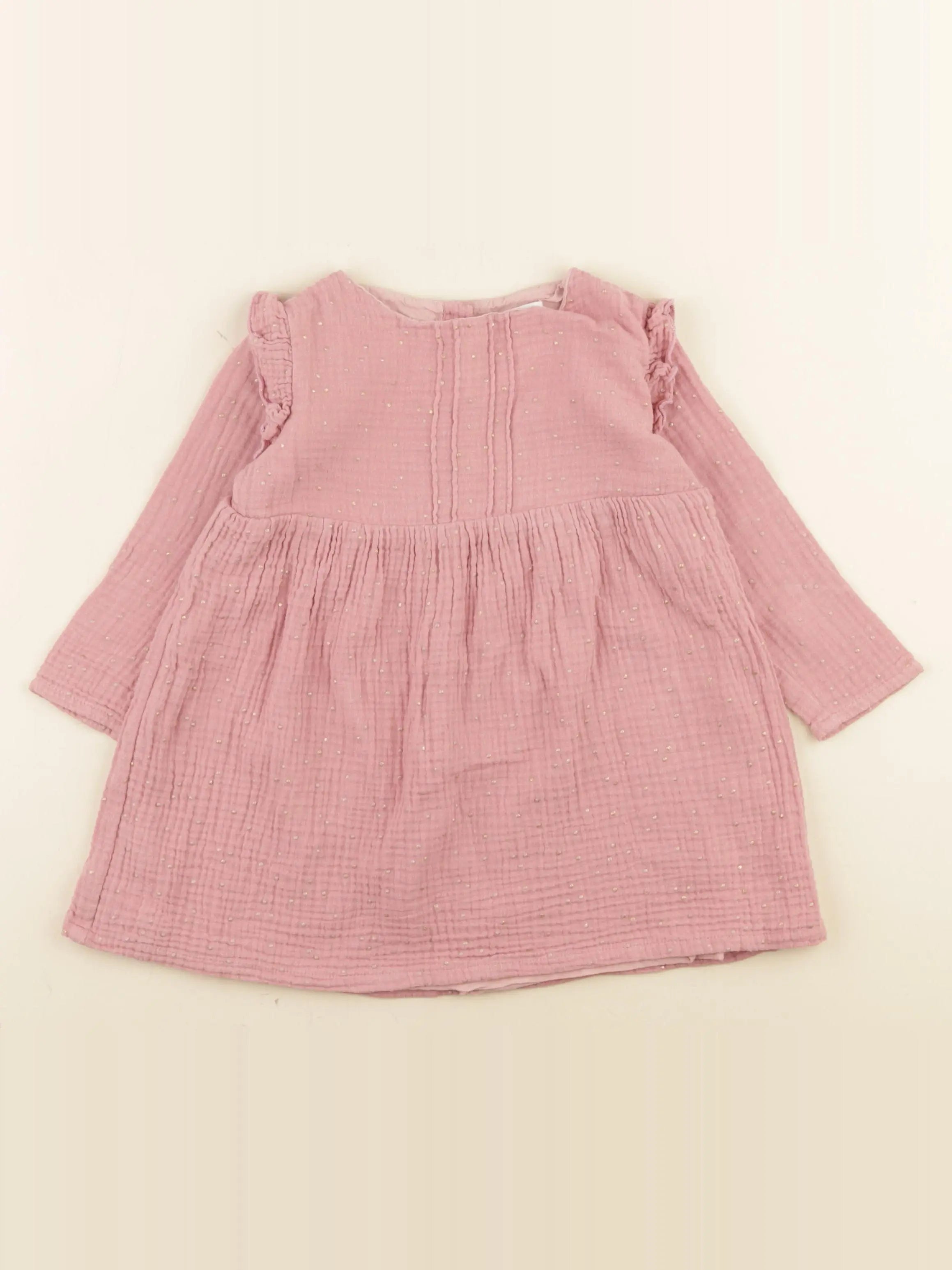 Little Cigogne - robe rose, or - 2 ans