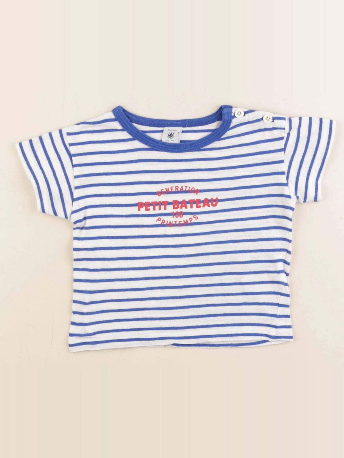 Petit Bateau - tee-shirt bleu - 12 mois
