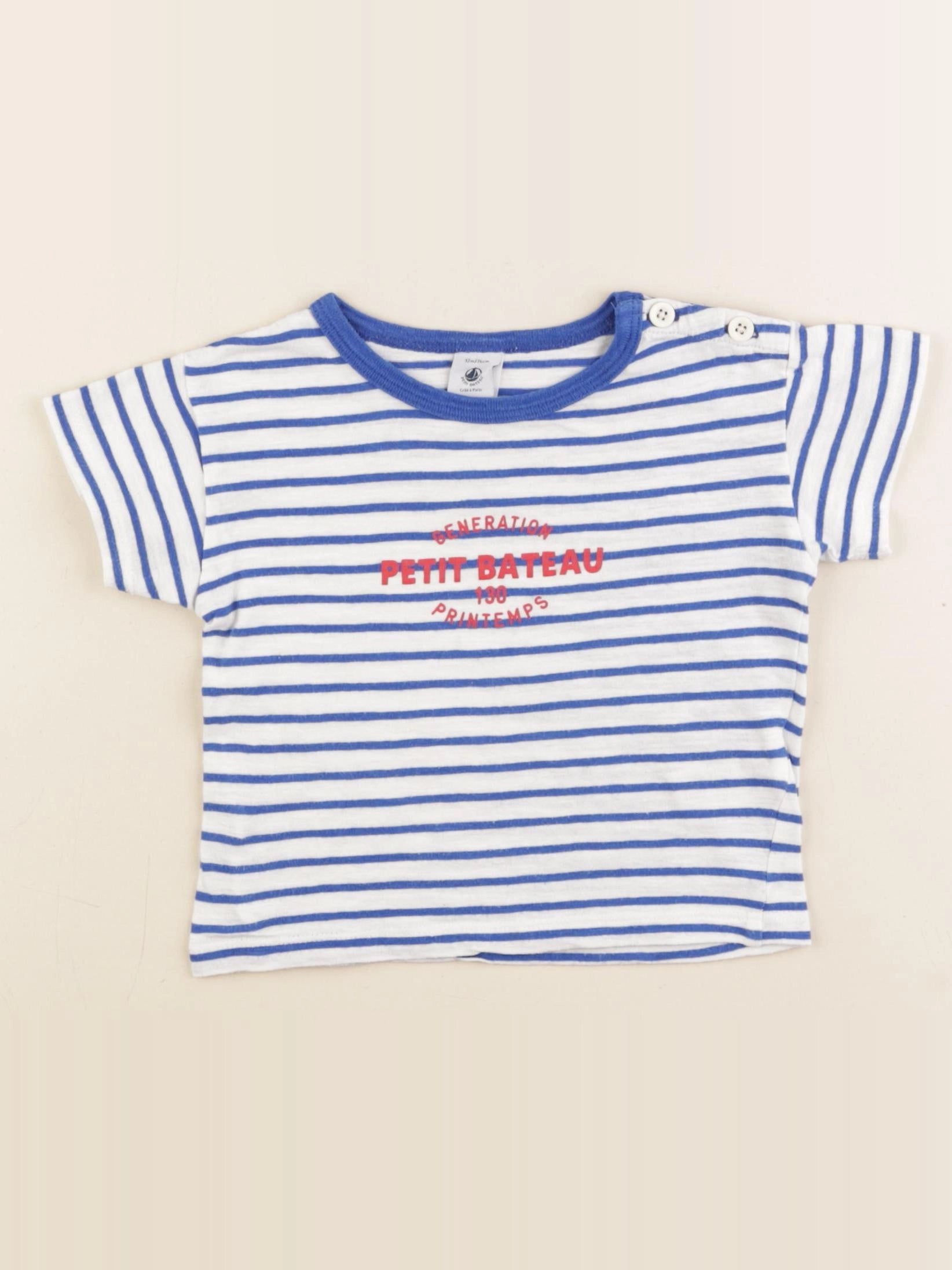 Petit Bateau - tee-shirt bleu - 12 mois