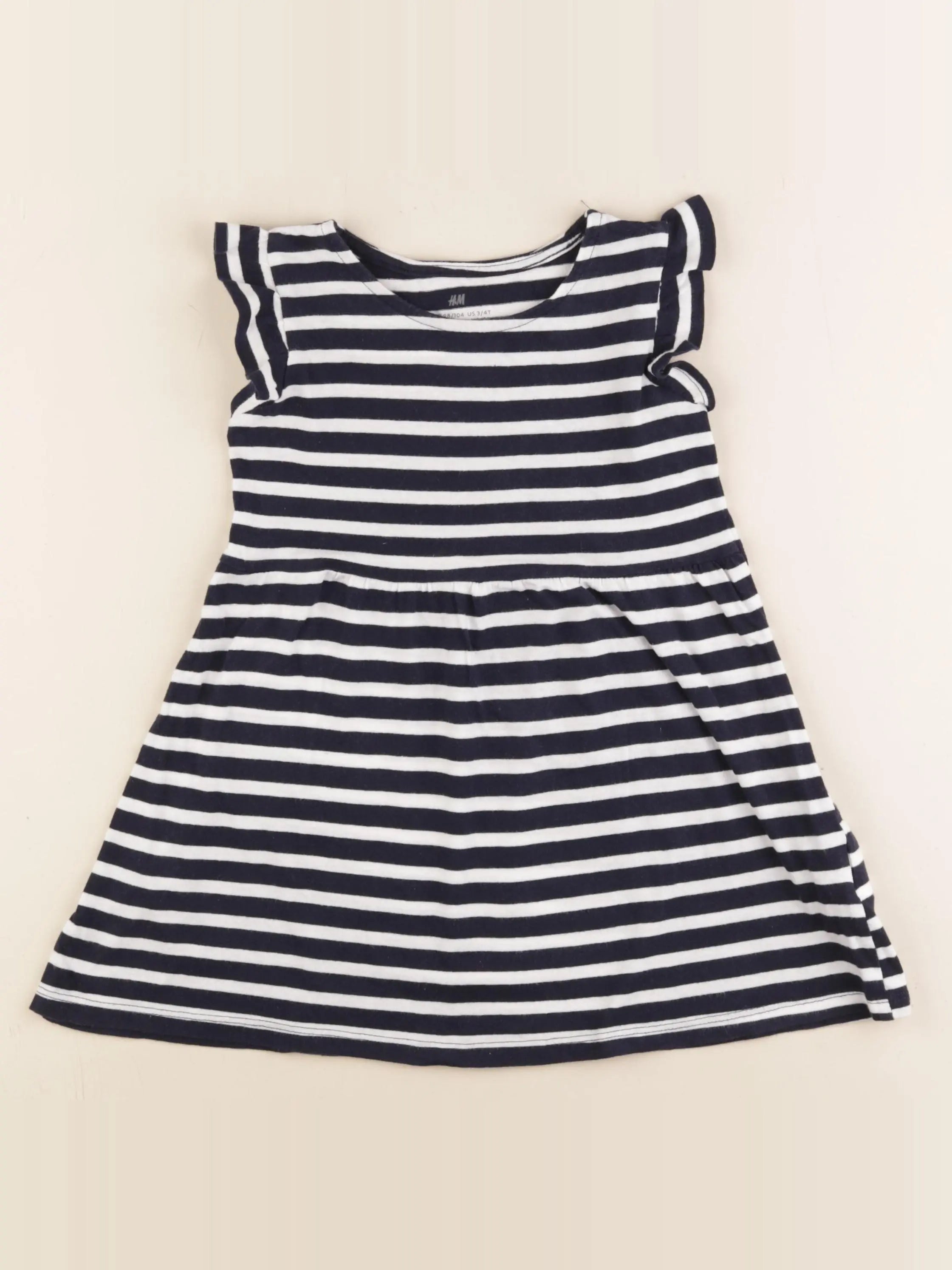 H&M - robe blanc, bleu - 2/4 ans