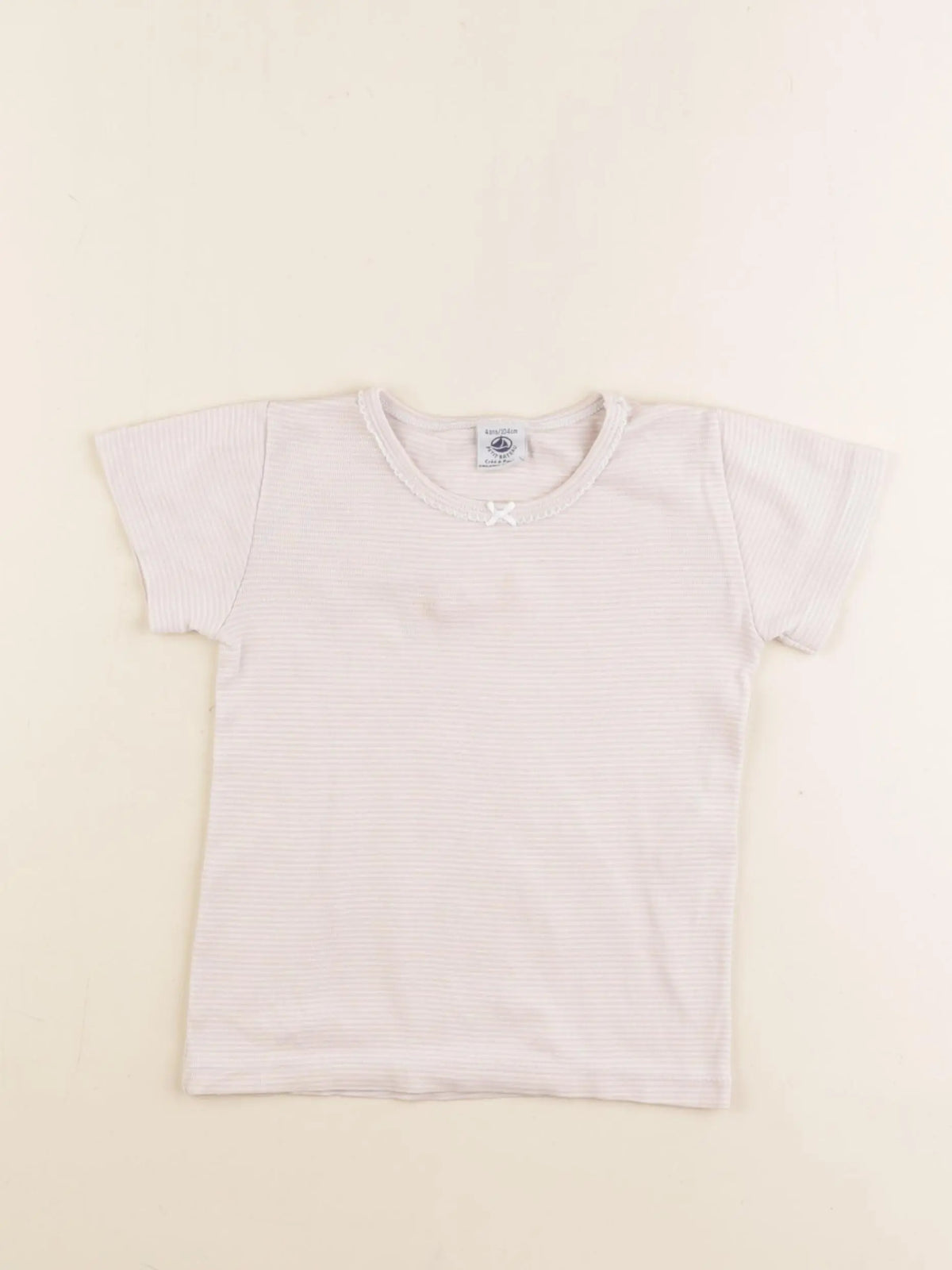 Petit Bateau - maillot de corps rose, blanc - 4 ans