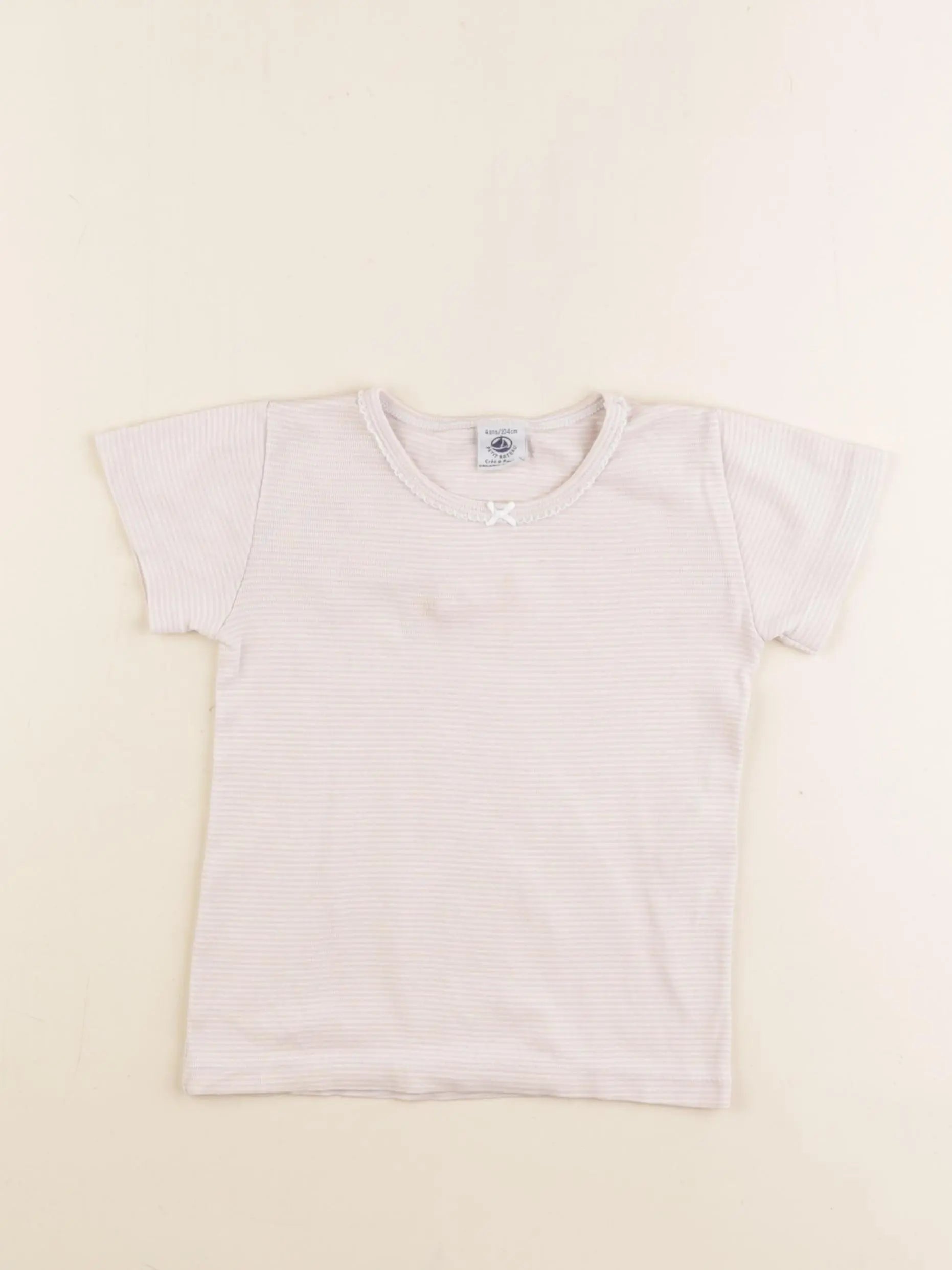Petit Bateau - maillot de corps rose, blanc - 4 ans
