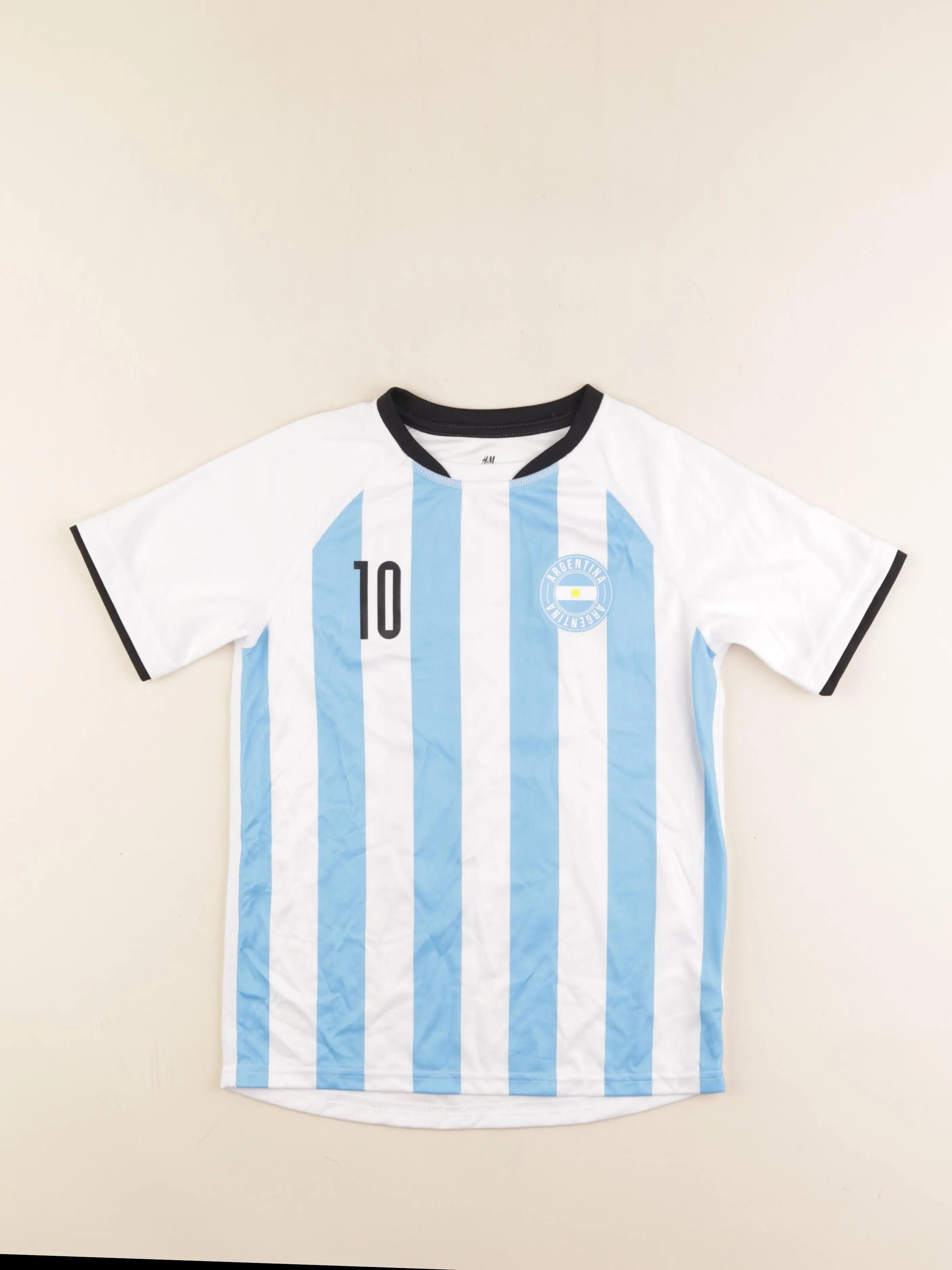 H&M - tee-shirt bleu, blanc - 8/10 ans