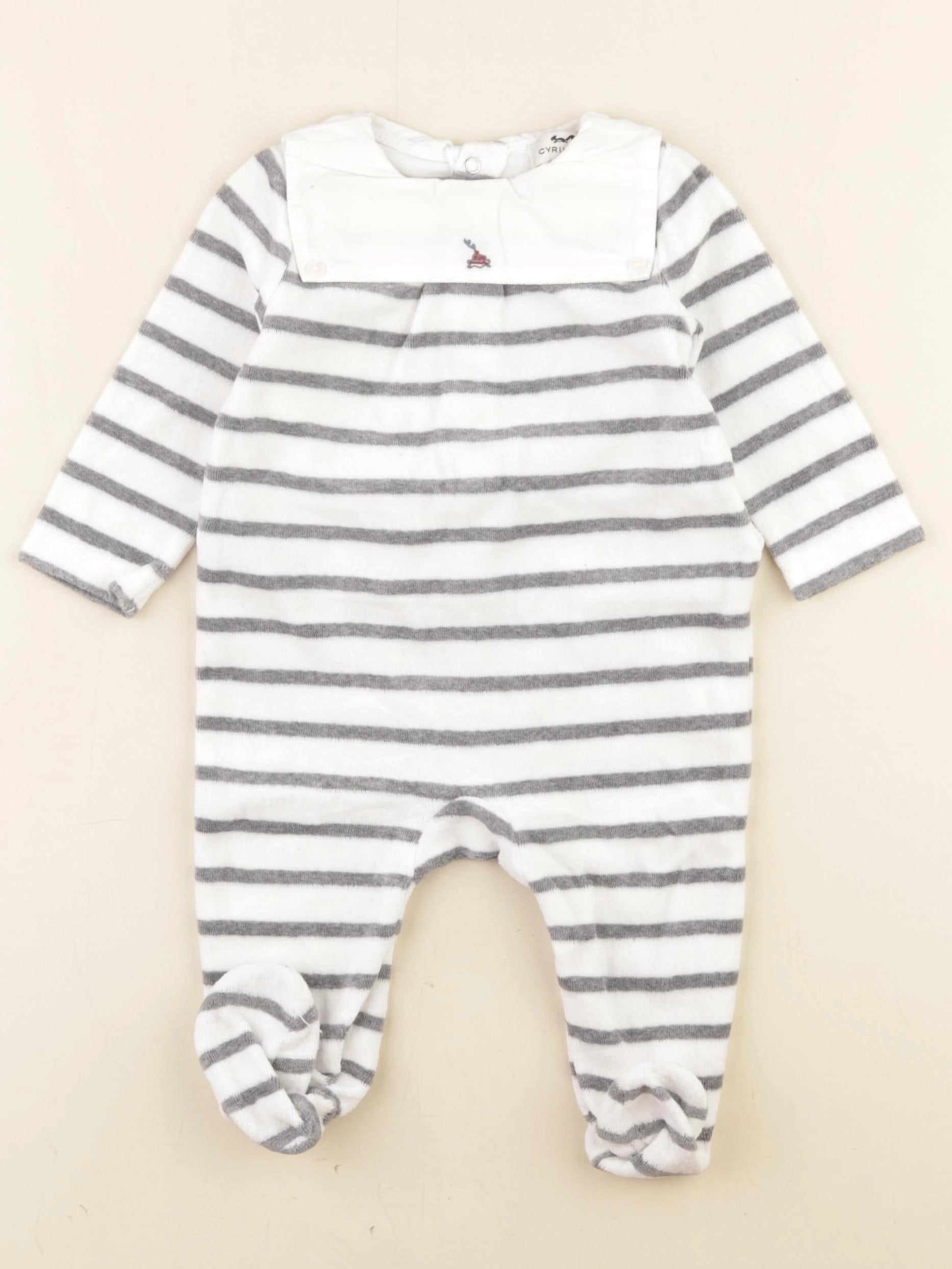 Cyrillus - combinaison blanc, gris - 6 mois