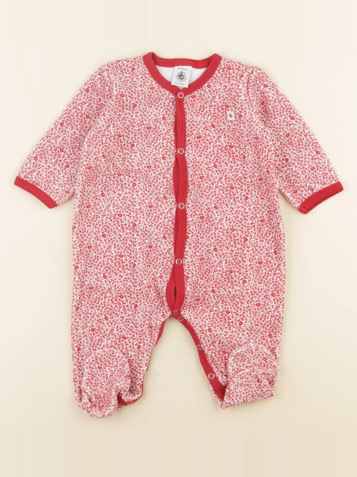 Petit Bateau - pyjama coton rouge - 6 mois
