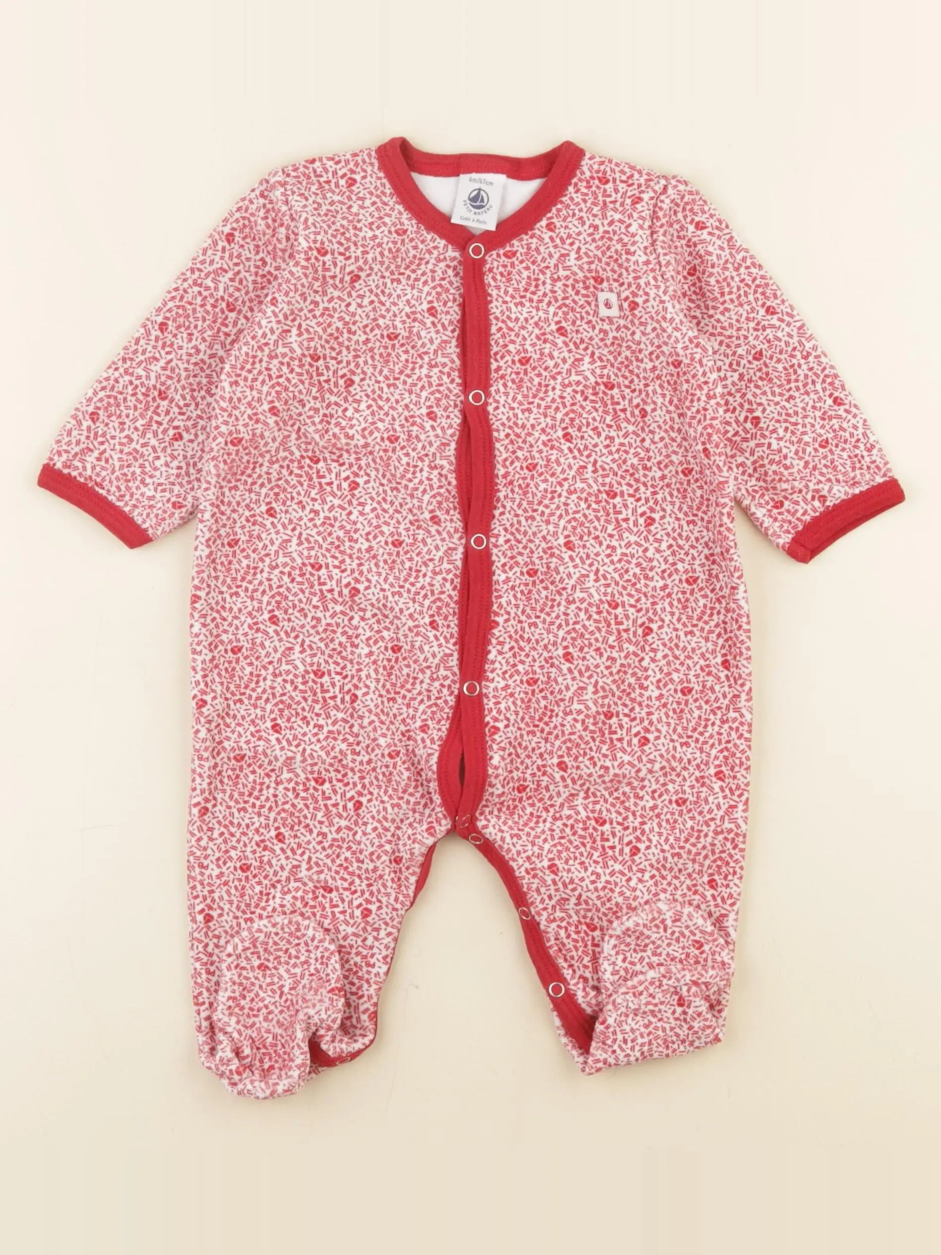 Petit Bateau - pyjama coton rouge - 6 mois