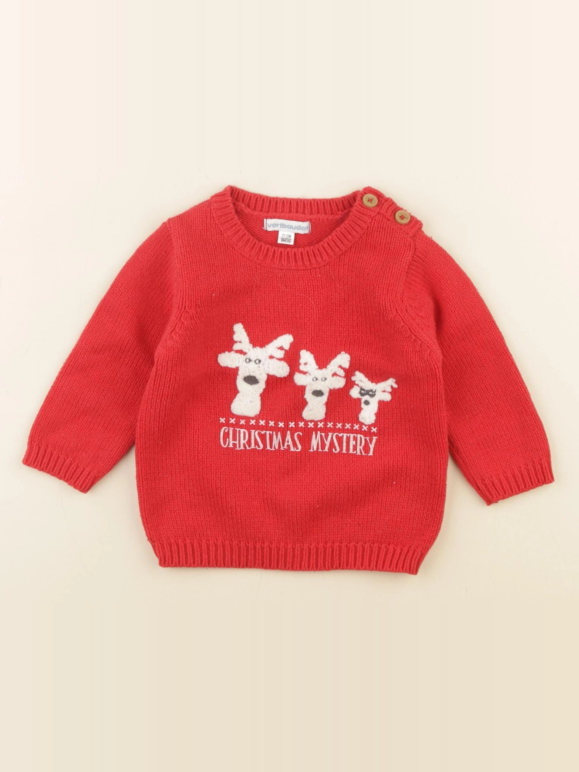 Vertbaudet - pull rouge - 9 mois