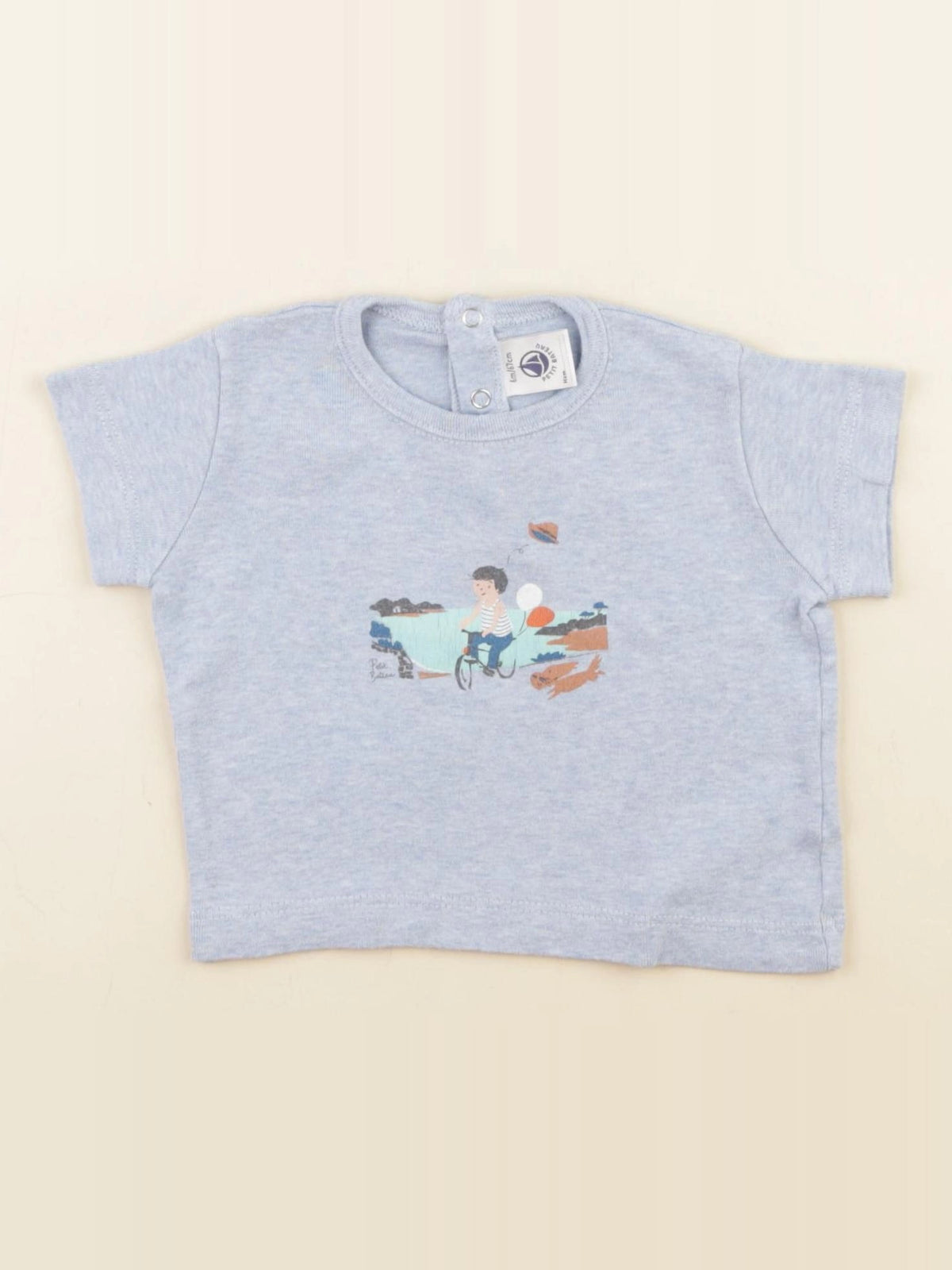 Petit Bateau - tee-shirt bleu - 6 mois