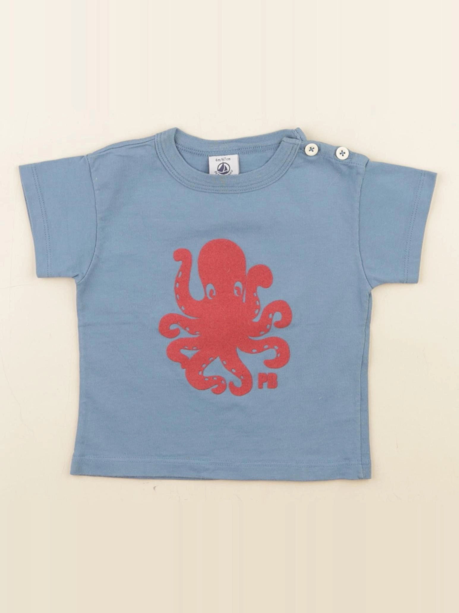 Petit Bateau - tee-shirt bleu - 6 mois