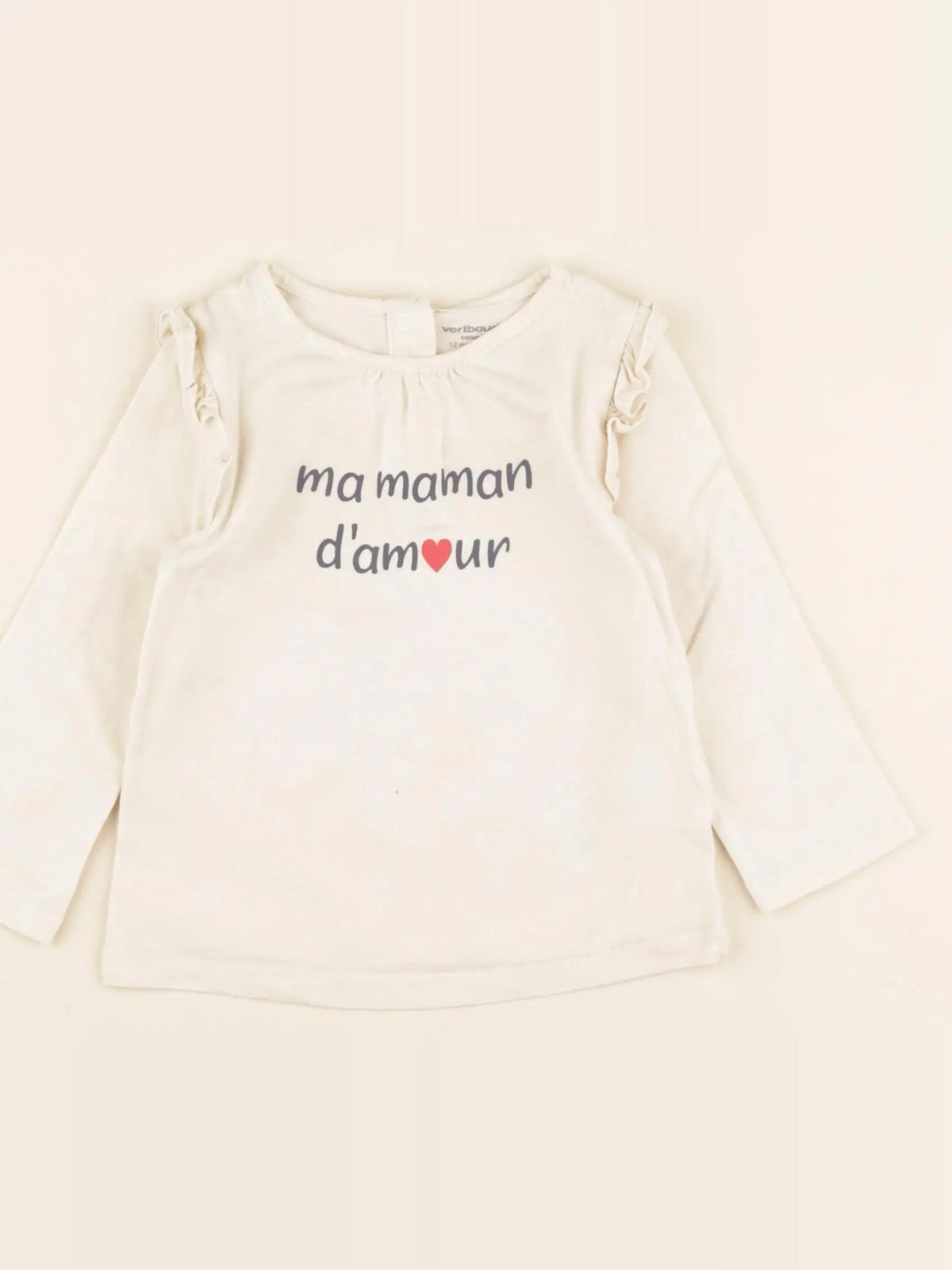 Vertbaudet - tee-shirt beige - 12 mois