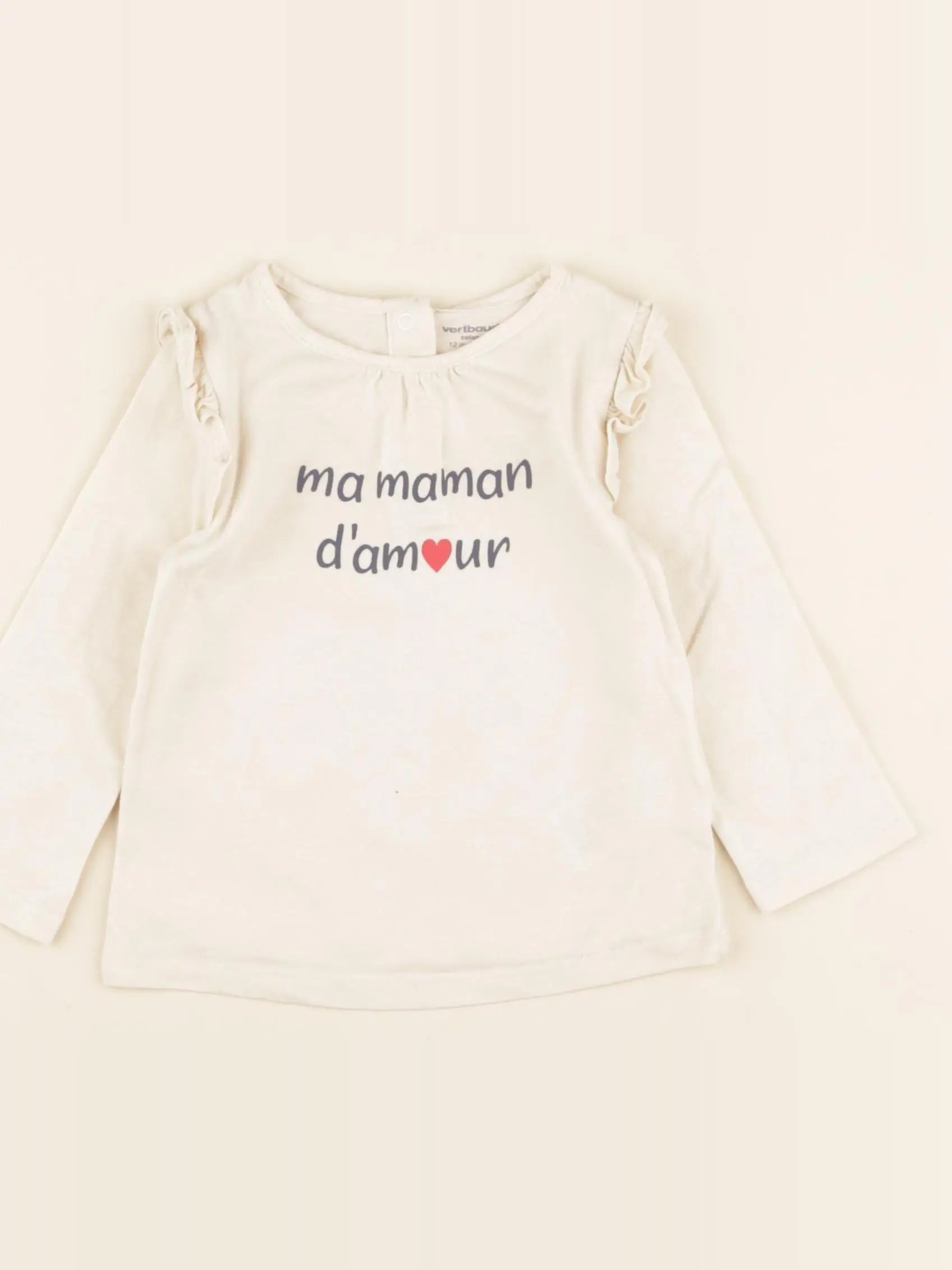 Vertbaudet - tee-shirt beige - 12 mois