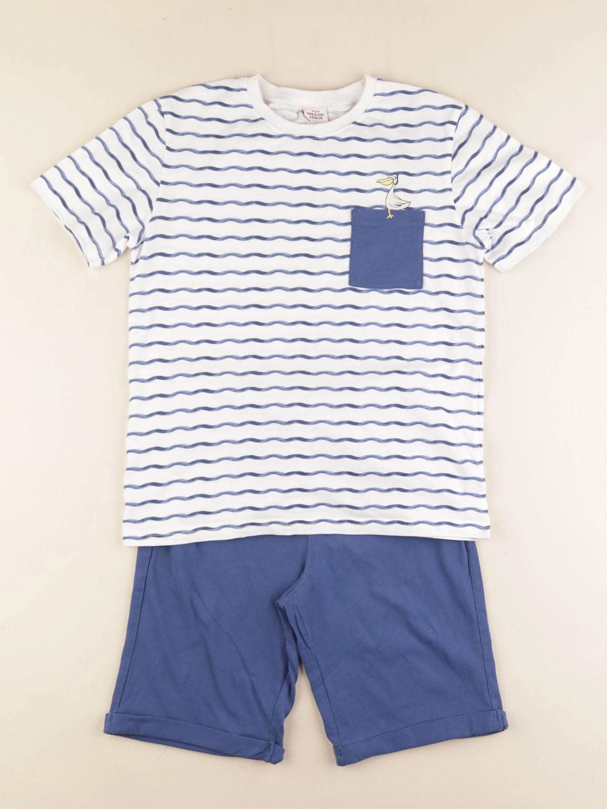 Tape à l'oeil - pyjama coton bleu, blanc - 14 ans