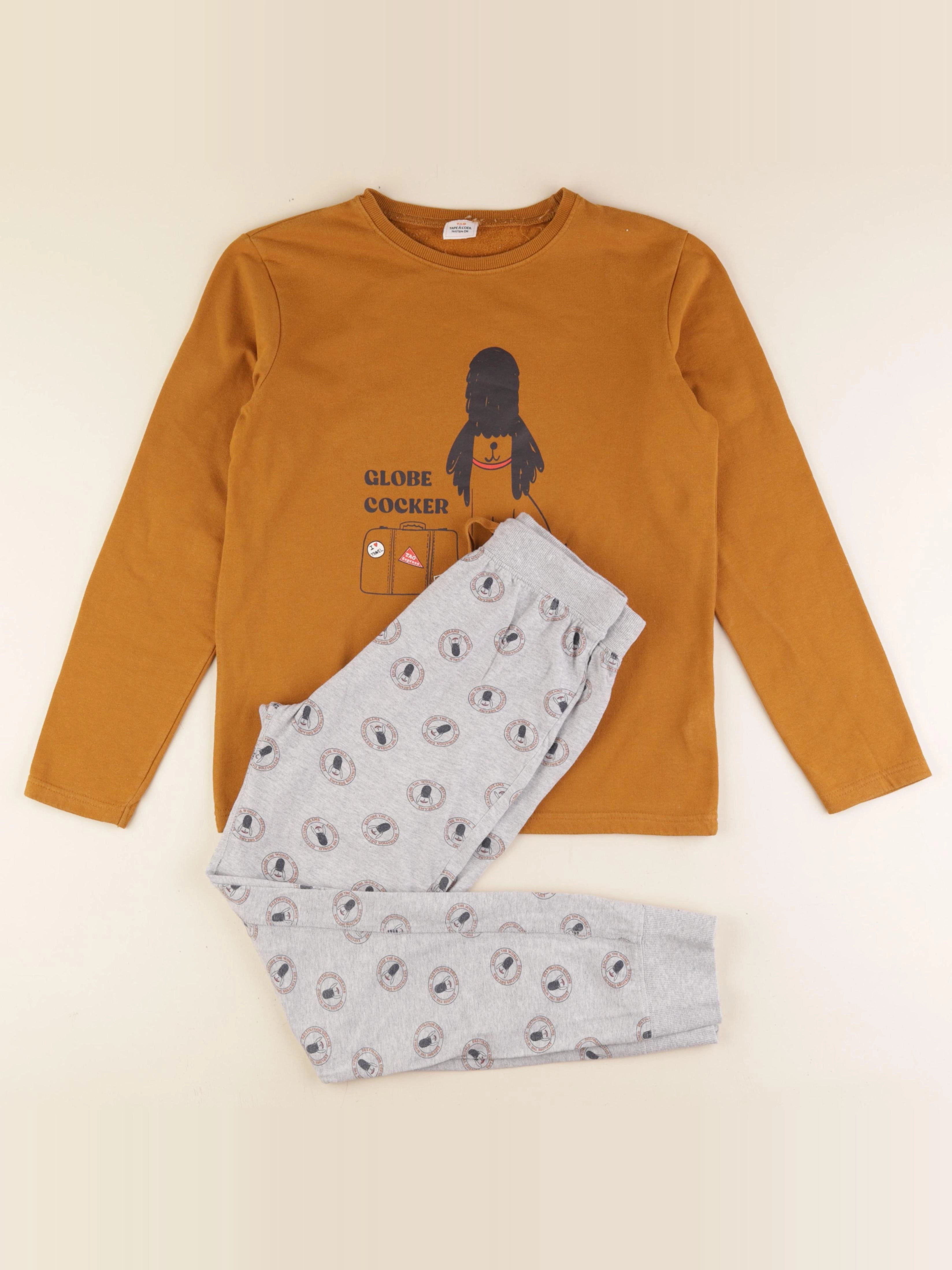 Tape à l'oeil - pyjama coton marron, gris - 14 ans
