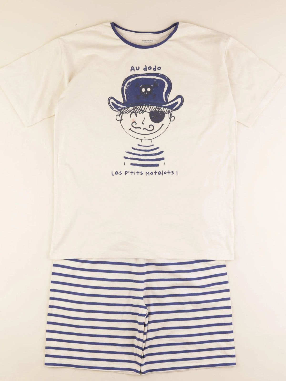 Vertbaudet - pyjama coton blanc, bleu - 14 ans