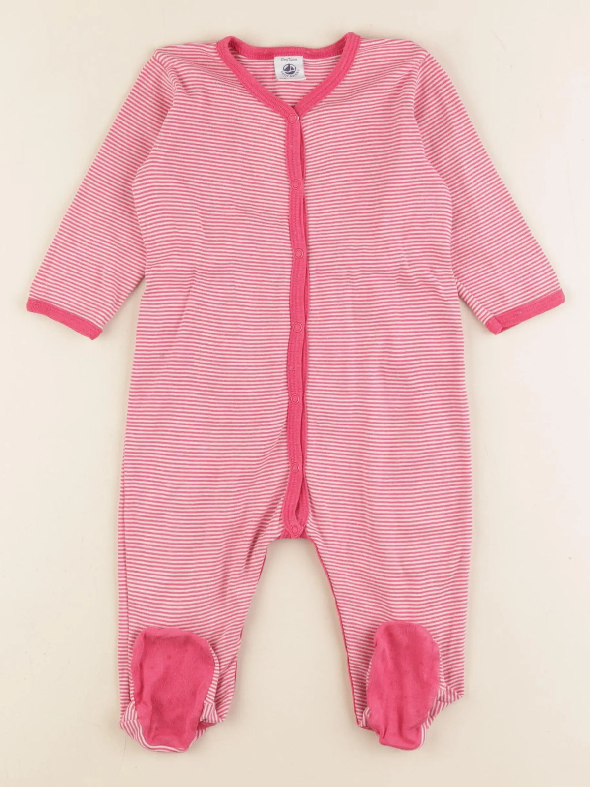 Petit Bateau - pyjama coton rose - 12 mois