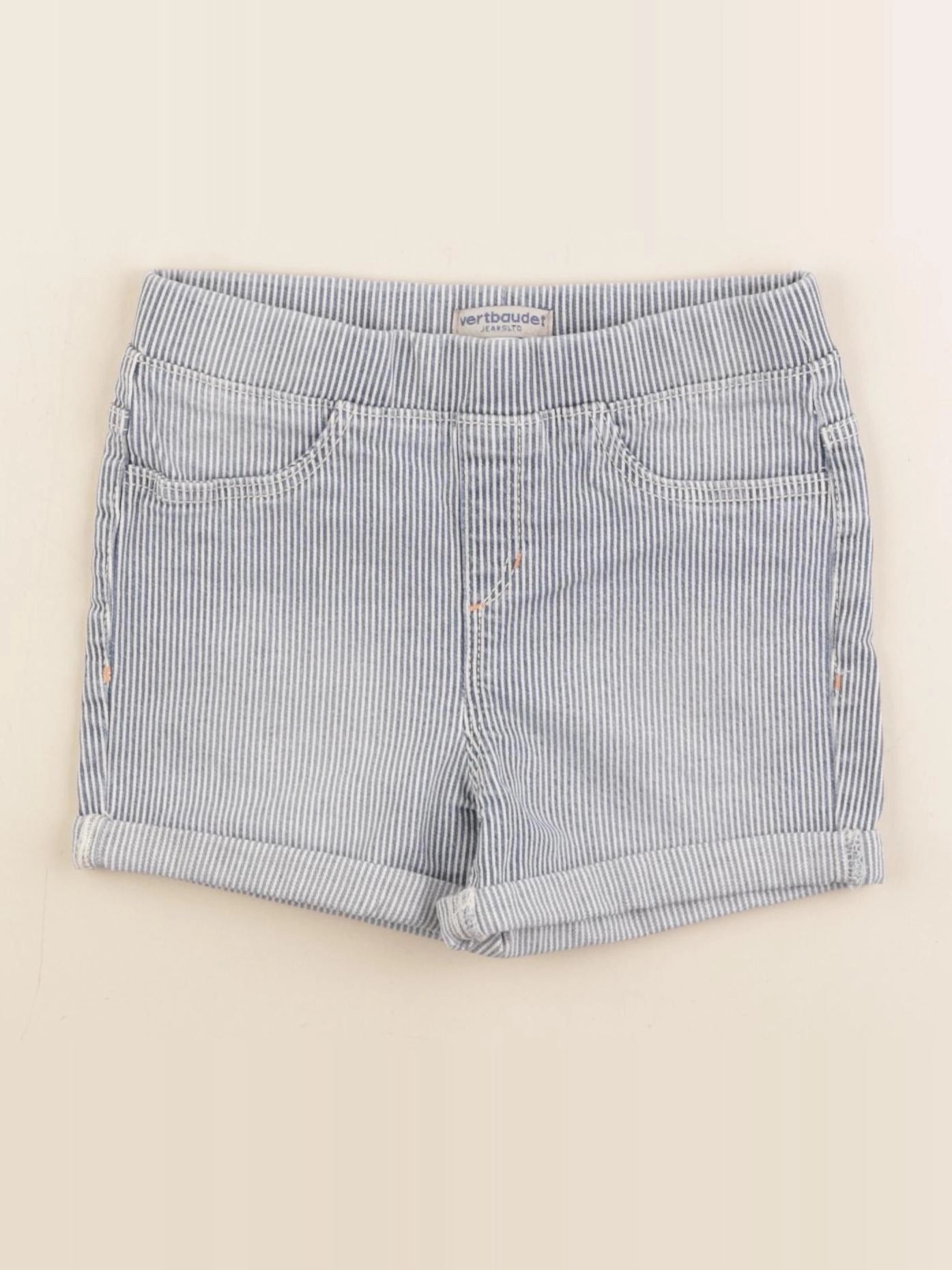 Vertbaudet - short bleu, blanc - 7 ans