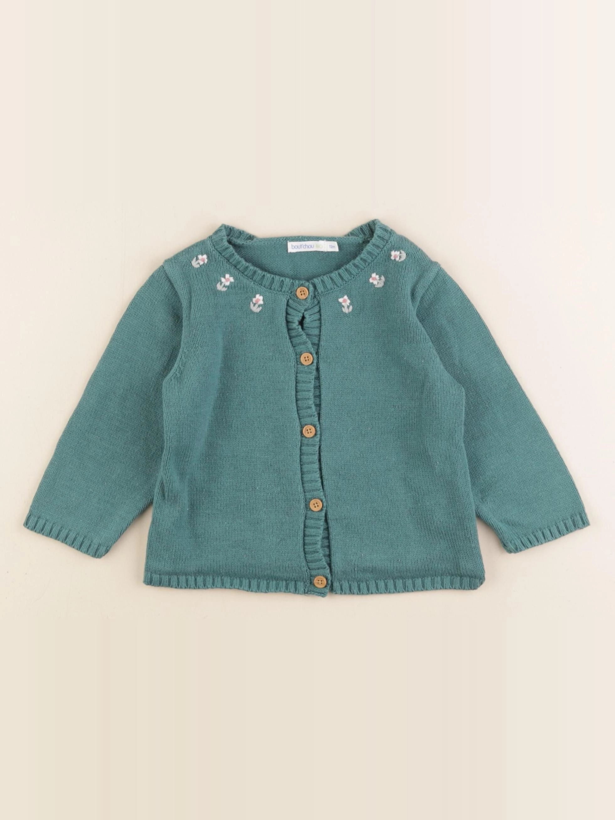 Boutchou - gilet vert - 12 mois