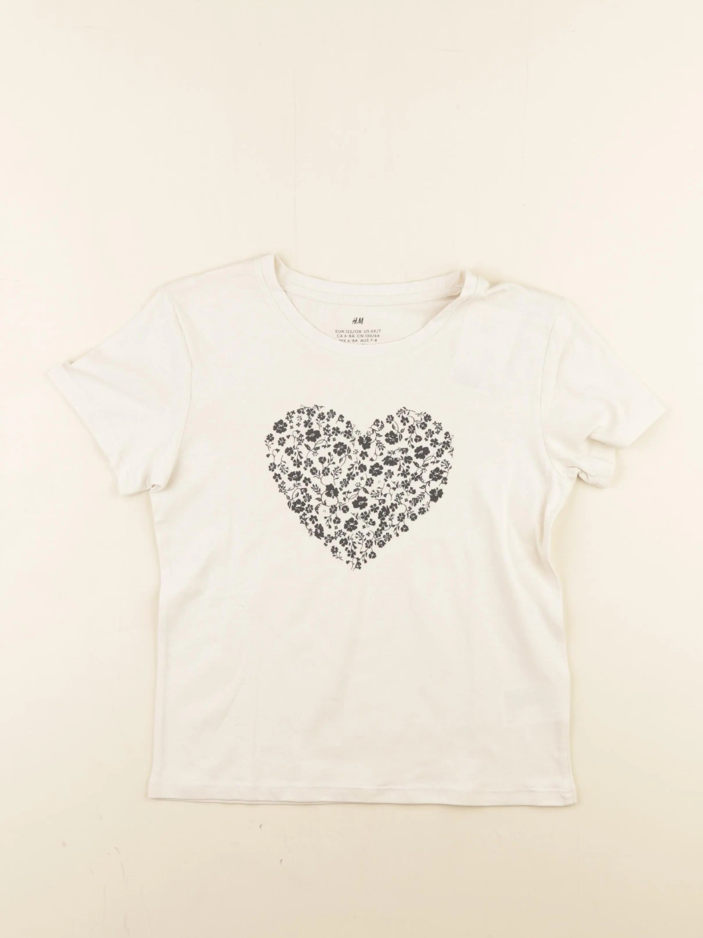H&M - tee-shirt beige - 6/8 ans