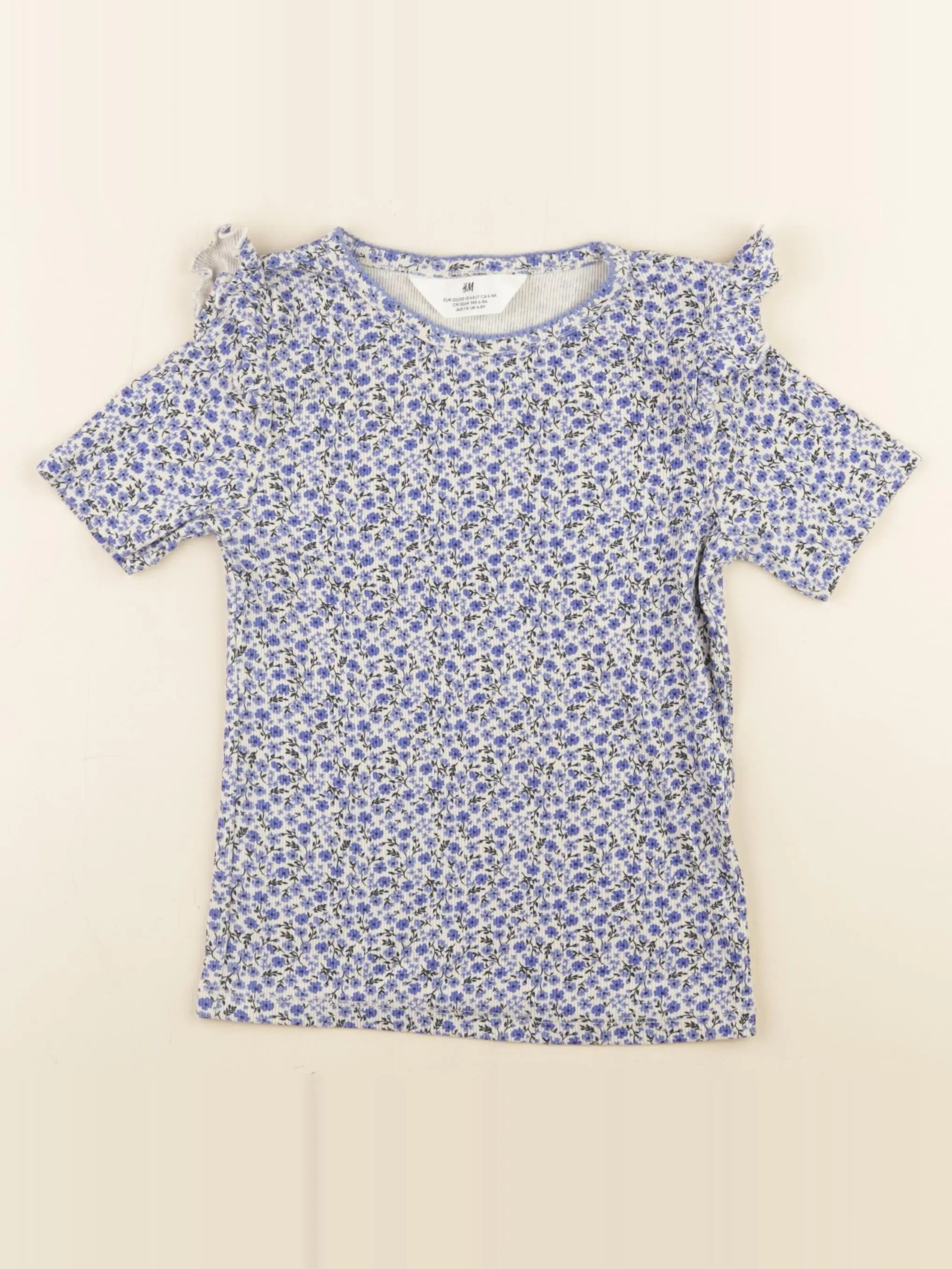 H&M - tee-shirt bleu - 6/8 ans