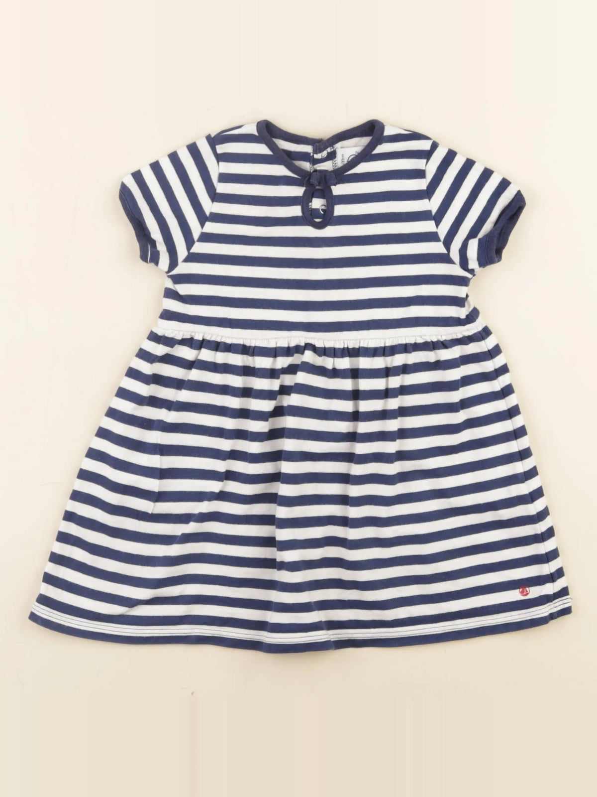 Petit Bateau - robe blanc, bleu - 18 mois