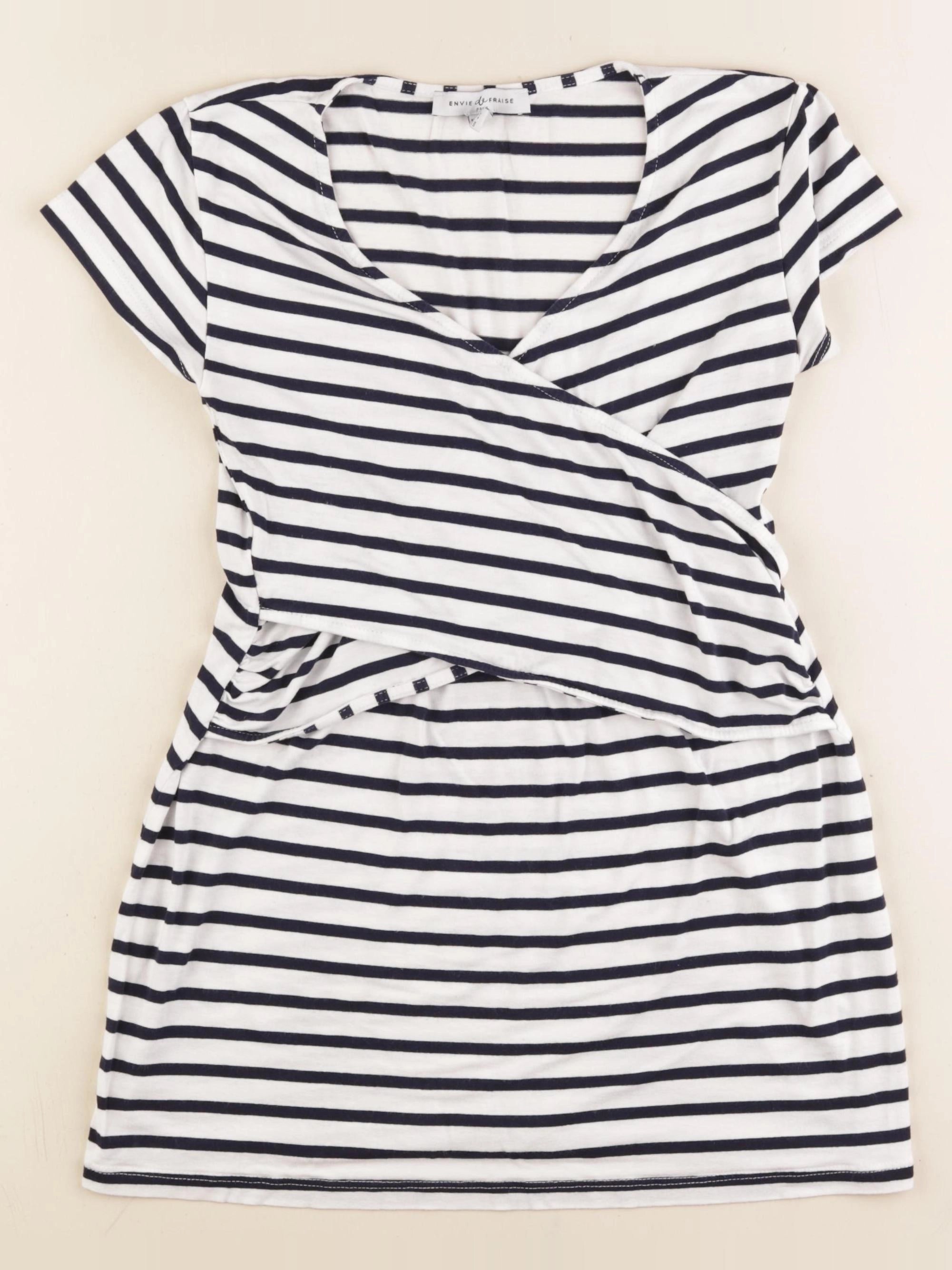 Envie de fraise - tee-shirt allaitement blanc, bleu - 38 à 40