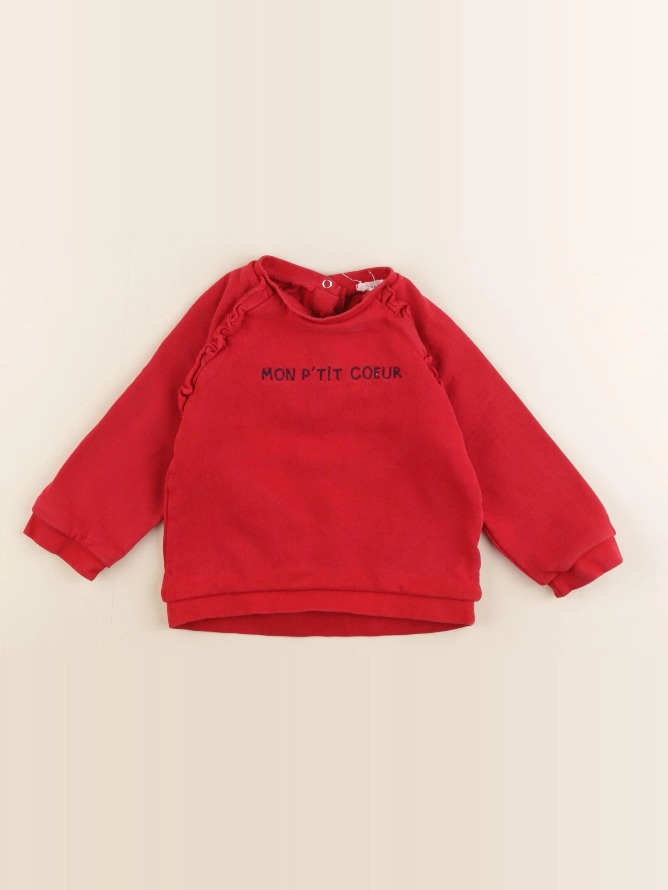 Vertbaudet - sweat rouge - 24 mois