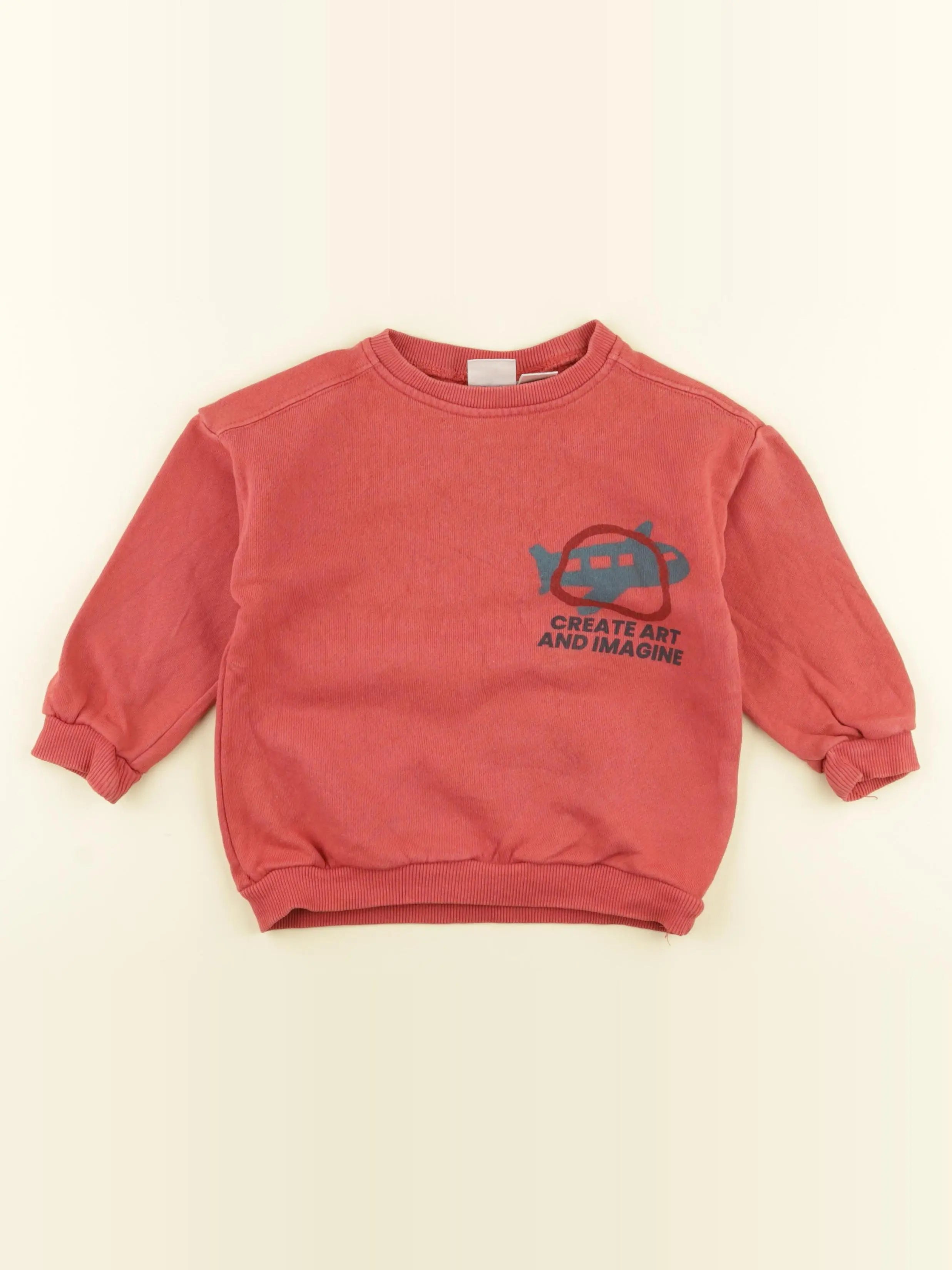 Zara - sweat imprimé au dos rouge - 12/18 mois