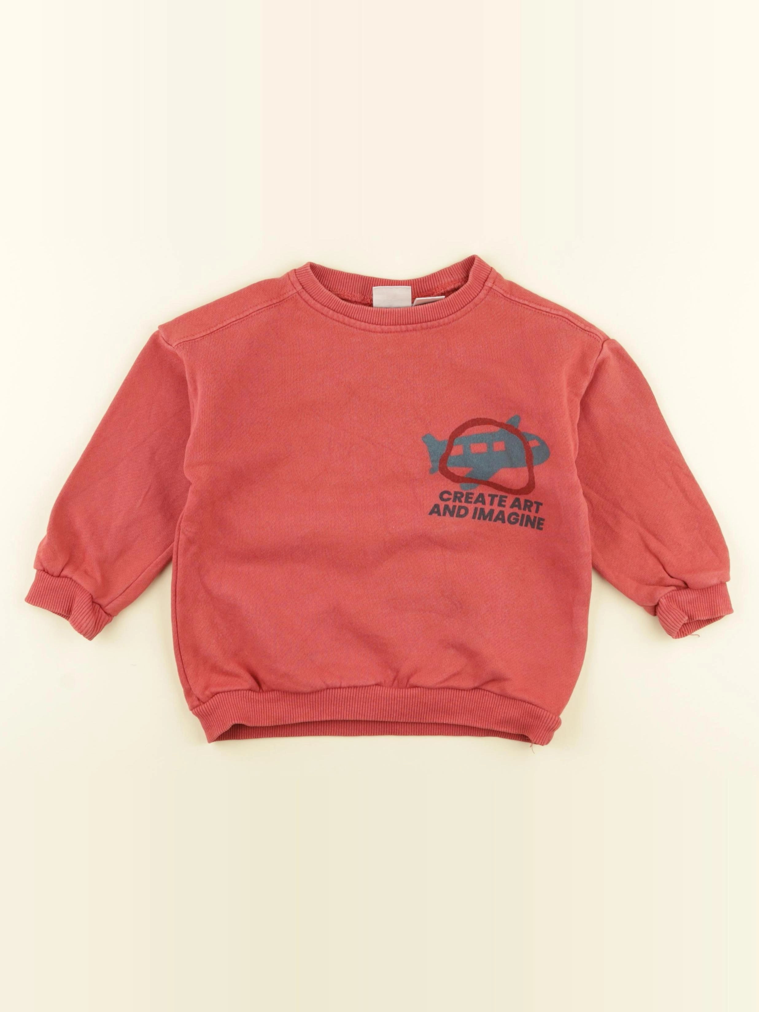 Zara - sweat imprimé au dos rouge - 12/18 mois