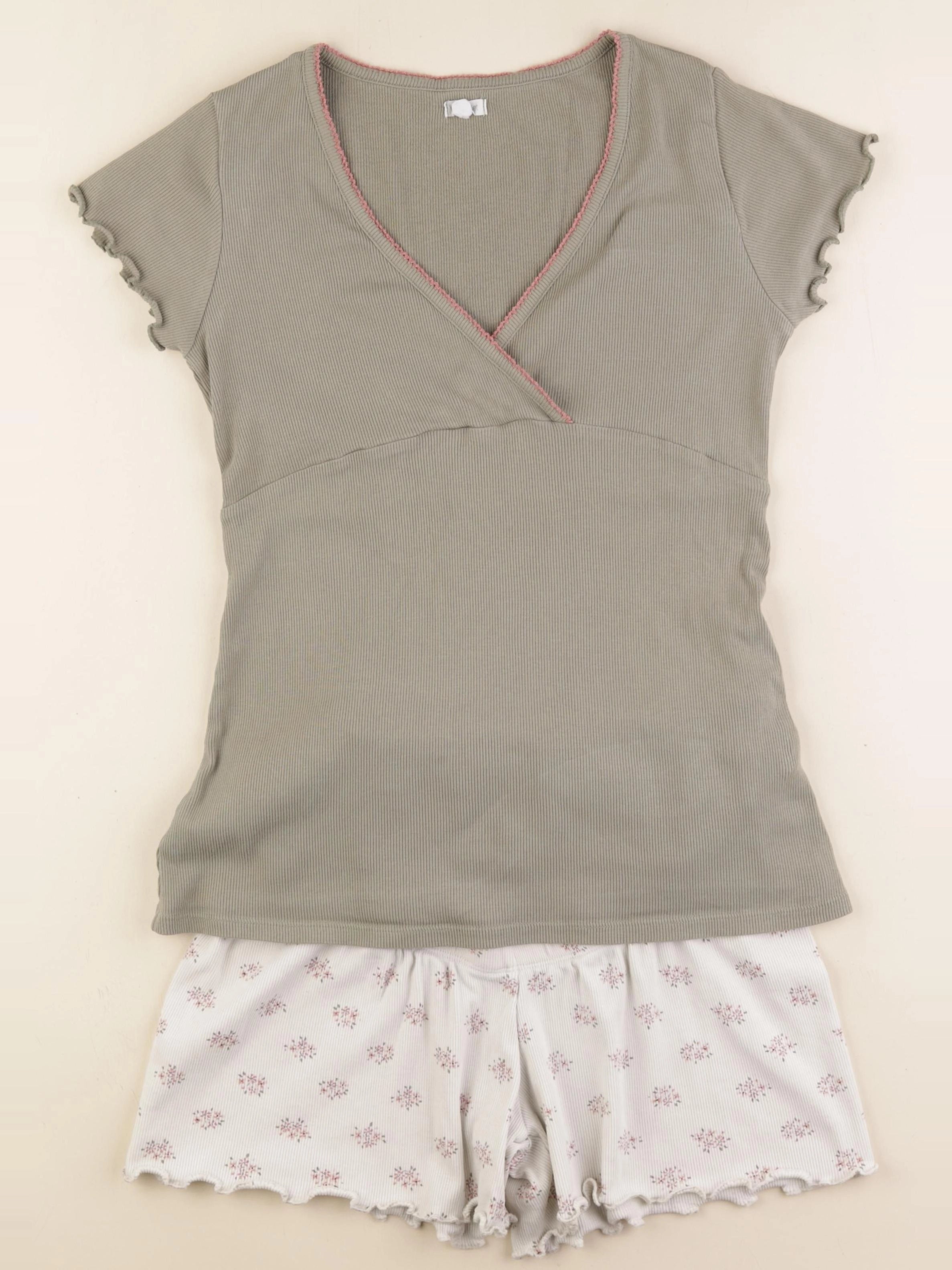 Vertbaudet - pyjama grossesse, allaitement coton blanc, vert - 38 à 40