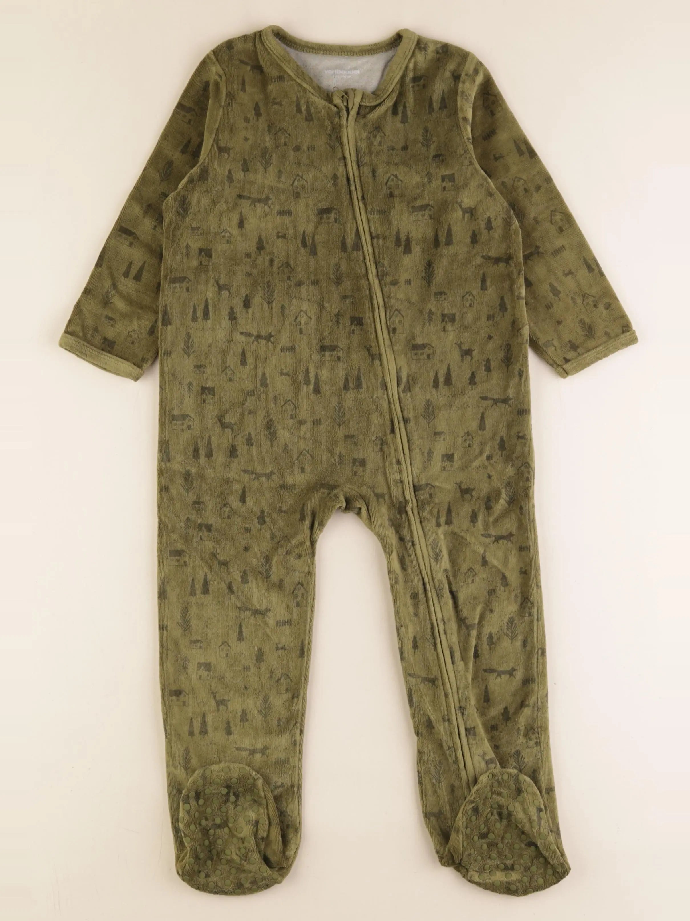 Vertbaudet - pyjama velours vert - 3 ans