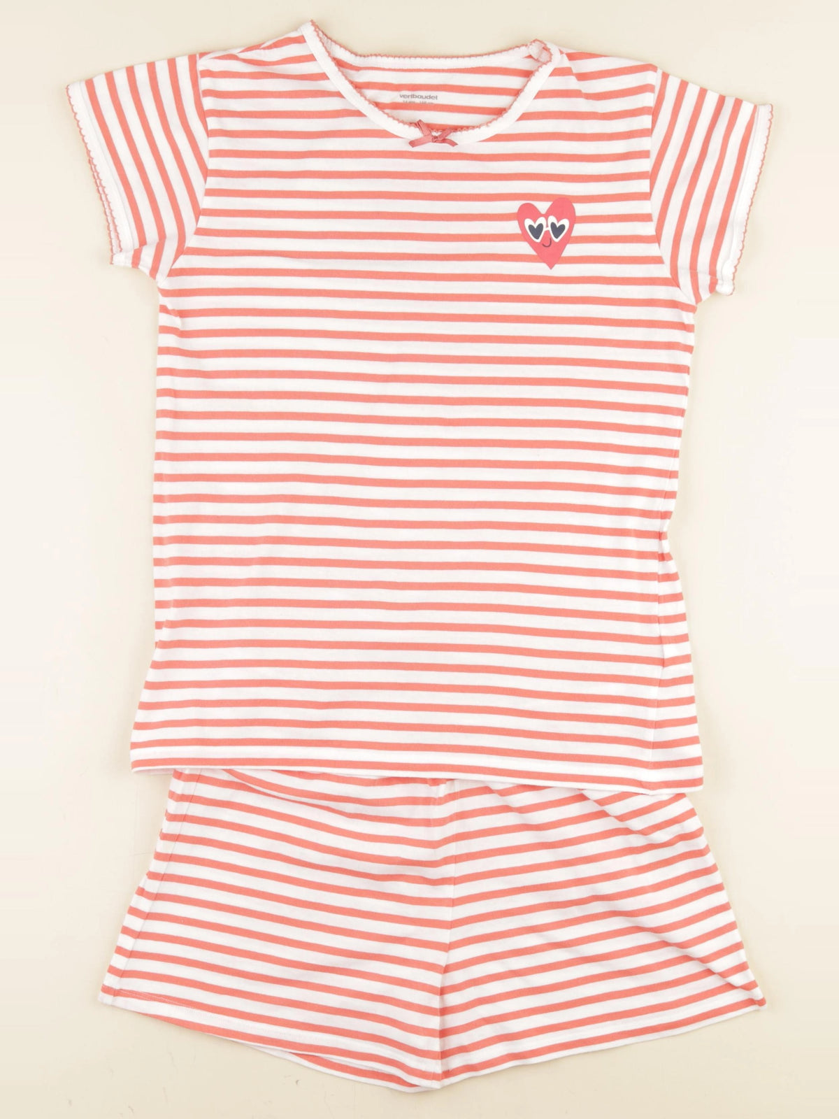 Vertbaudet - pyjama coton blanc, rose - 14 ans