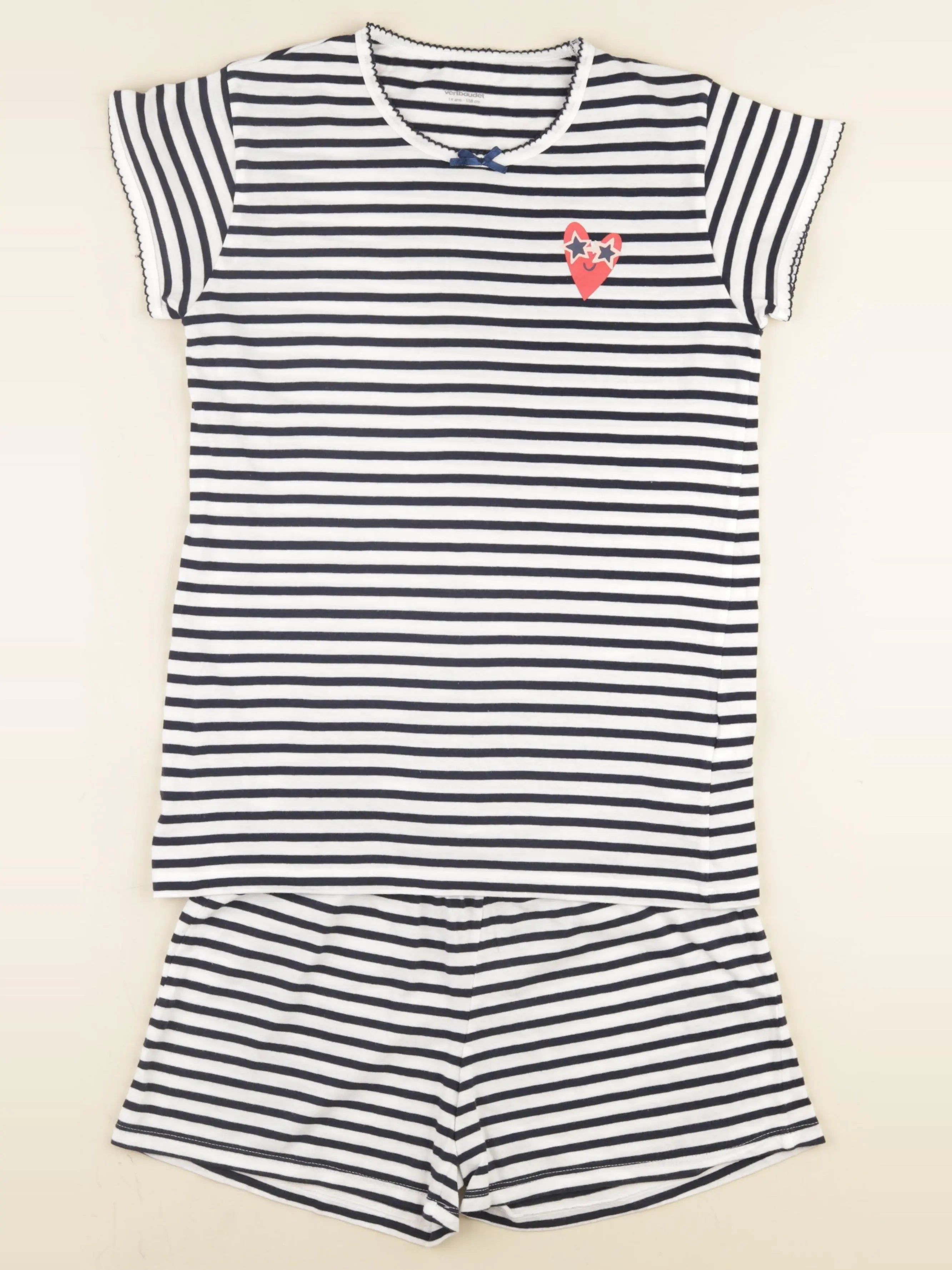 Vertbaudet - pyjama coton blanc, bleu - 14 ans