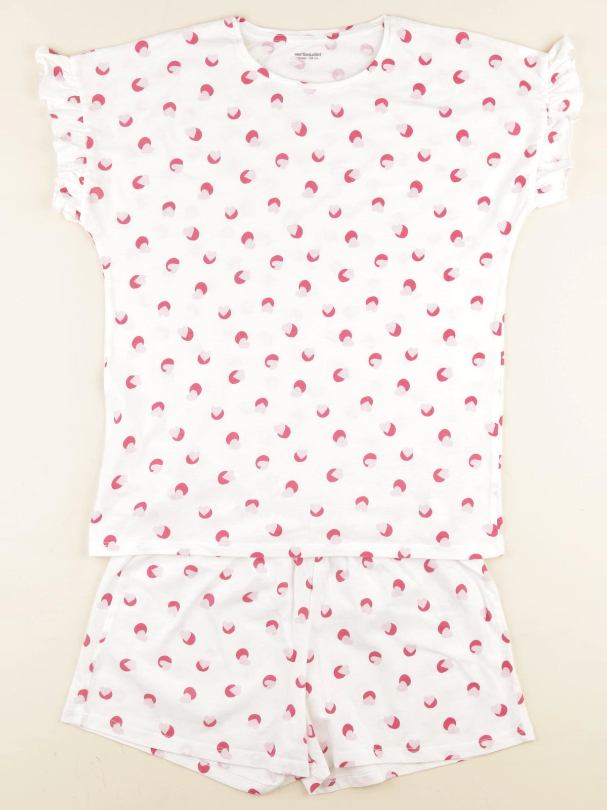 Vertbaudet - pyjama coton blanc, rose - 14 ans